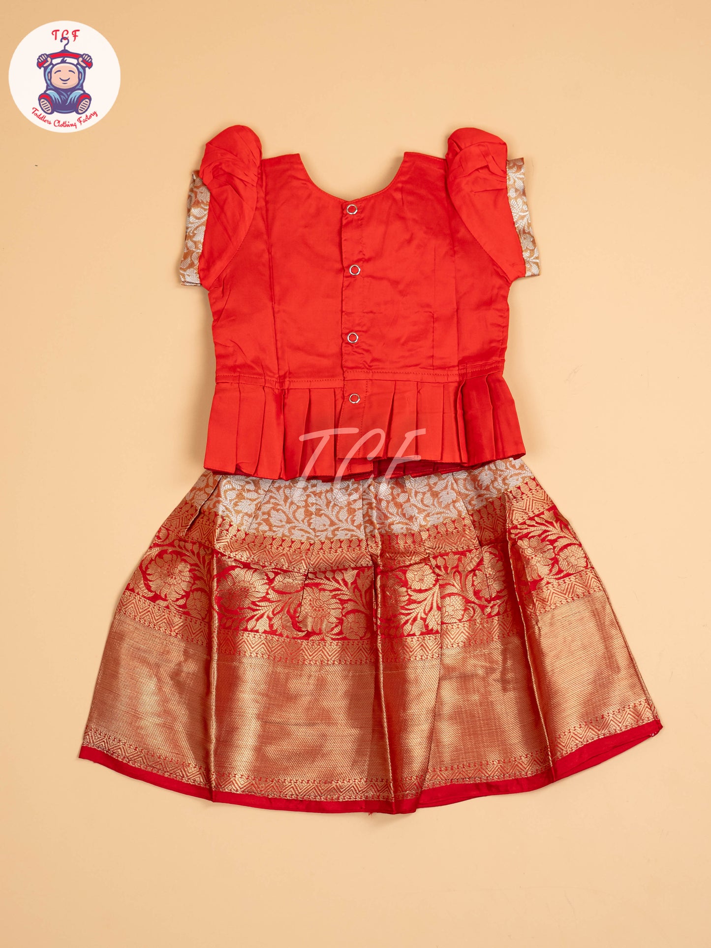 Red & Peach - Pavadai Sattai