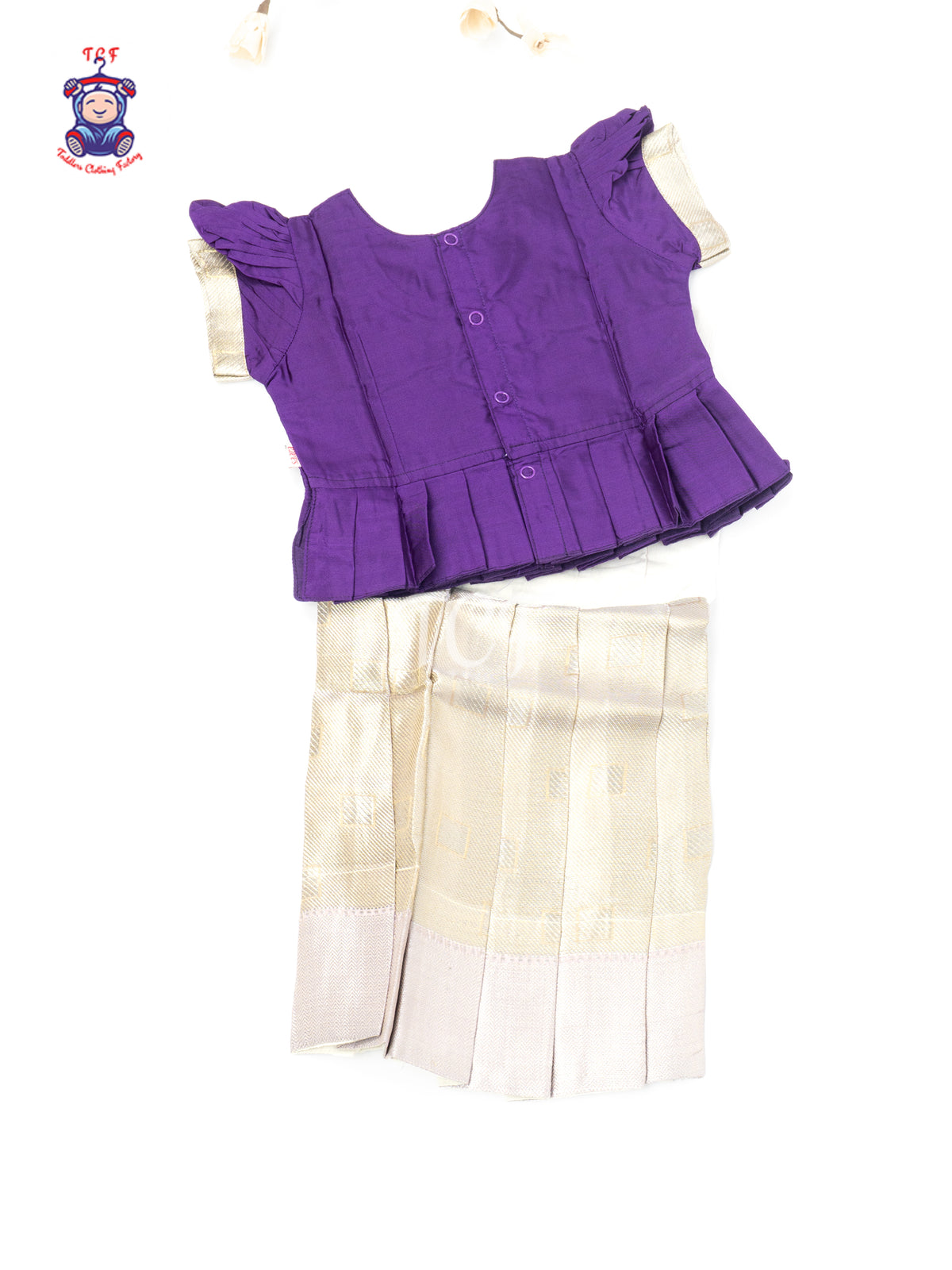 Purple & Gold - Baby Girls Readymade Pavadai Sattai
