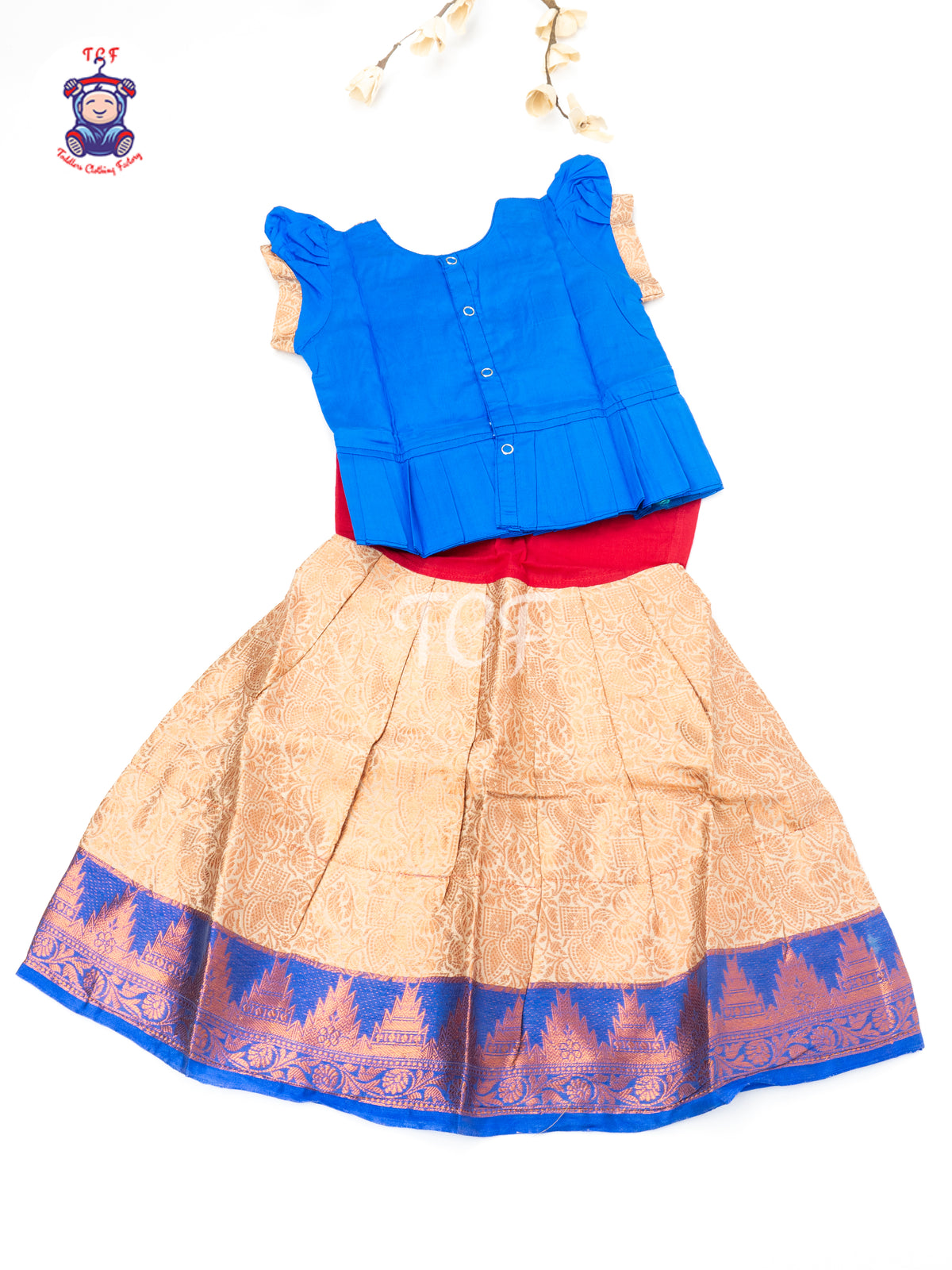 Royal Blue & Rose Gold - Baby Girls Readymade Pavadai Sattai