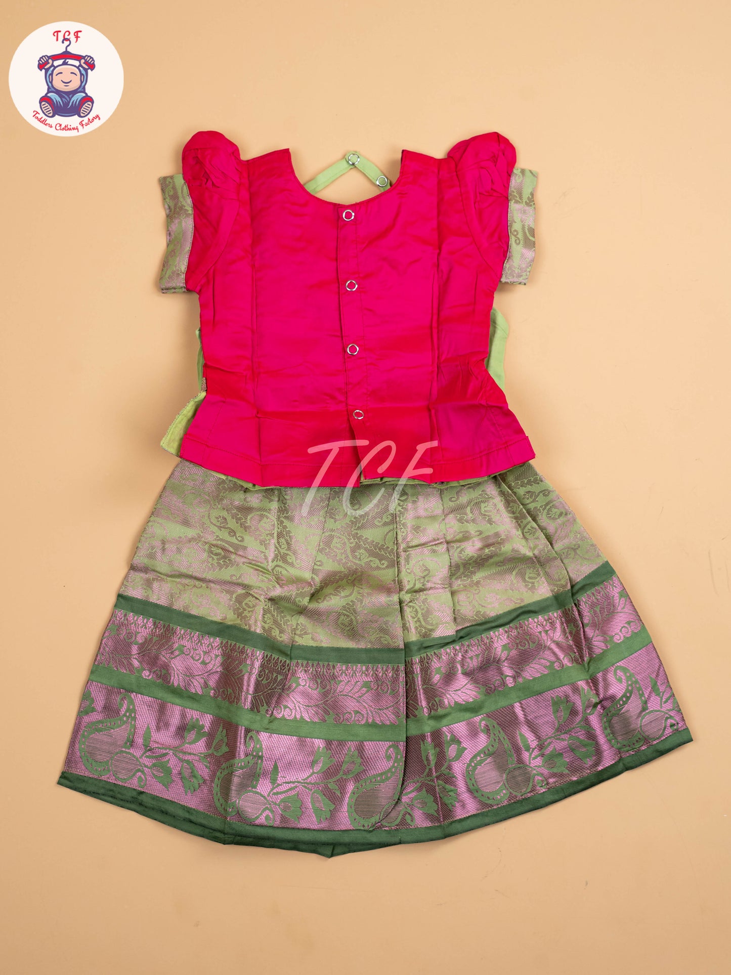 Dark Pink & Green - Pavadai Sattai