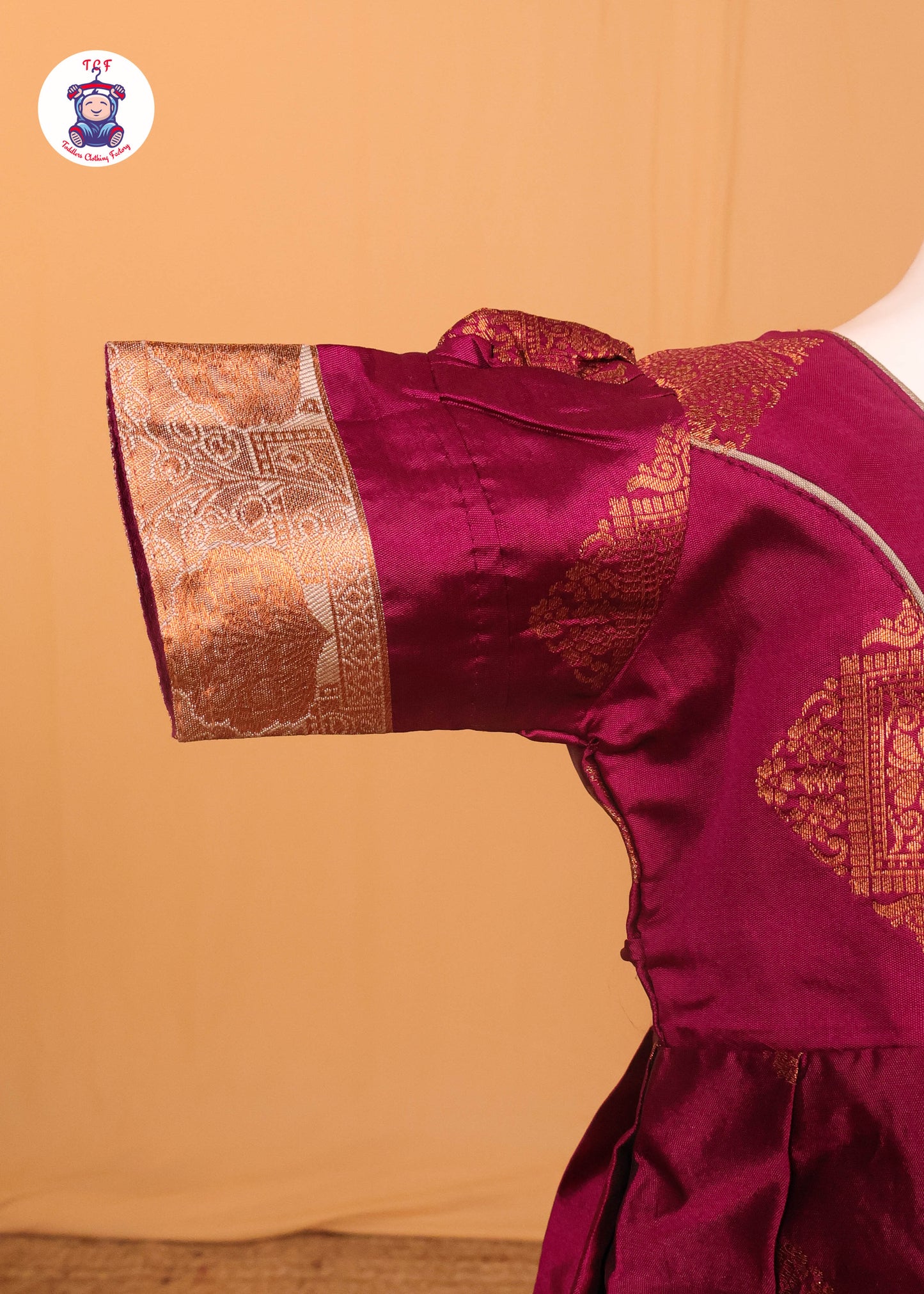 Rich Maroon & Grey - Long Frock with Printed Dupatta