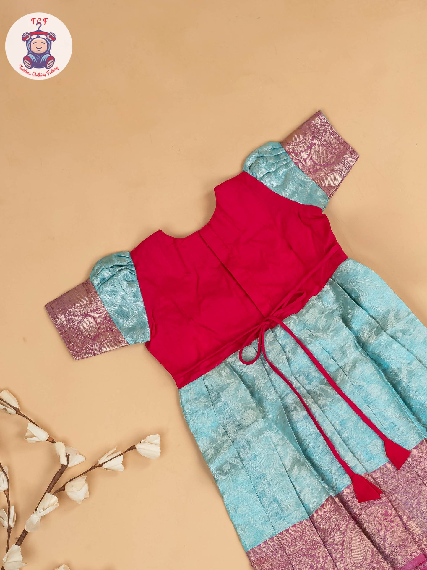 Pink & Blue - Girls Readymade Long Frock