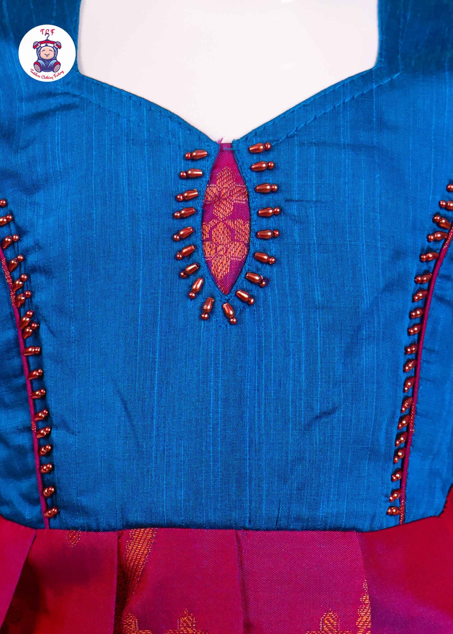 Sky Blue & Magenta - Long Frock