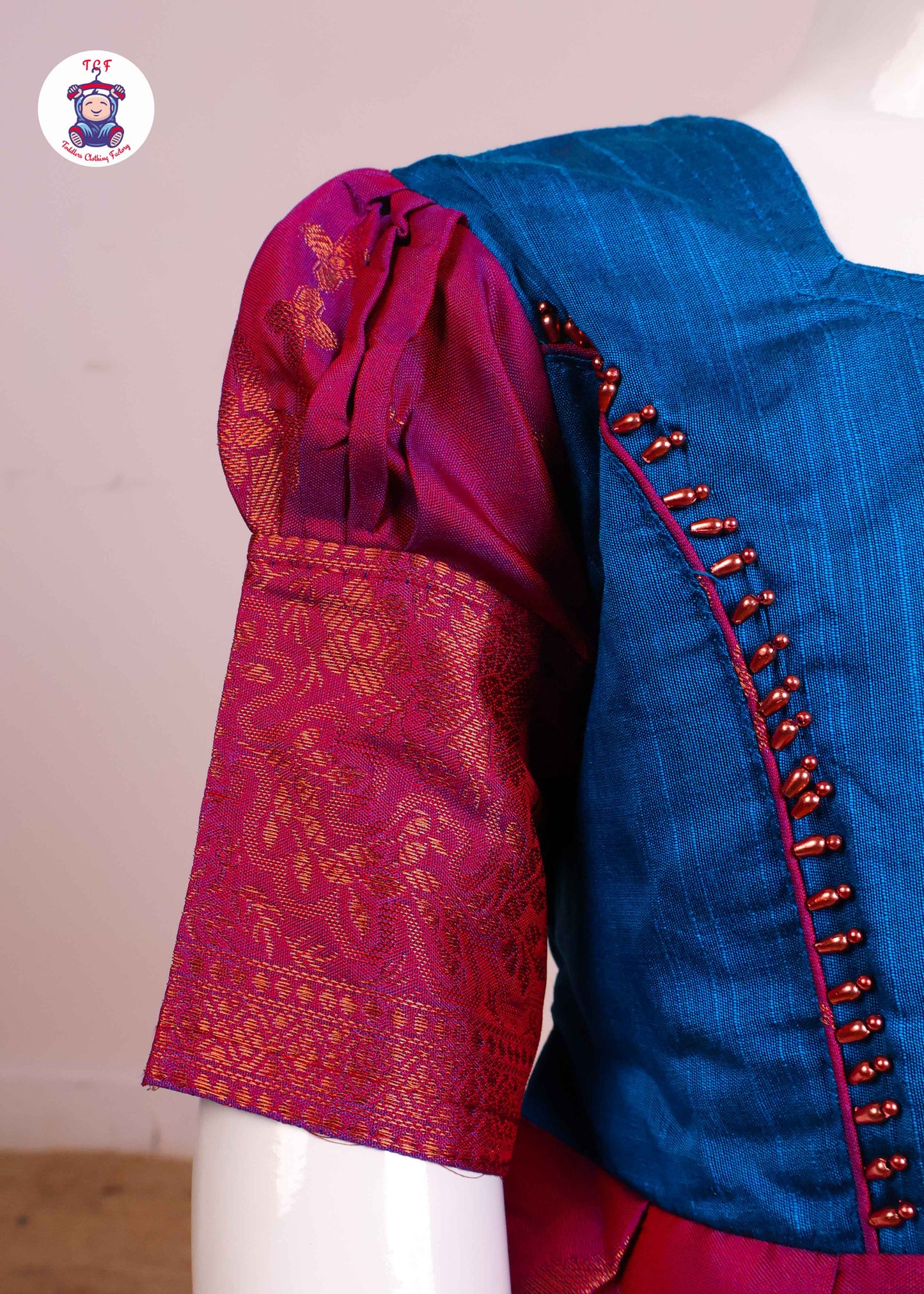 Sky Blue & Magenta - Long Frock