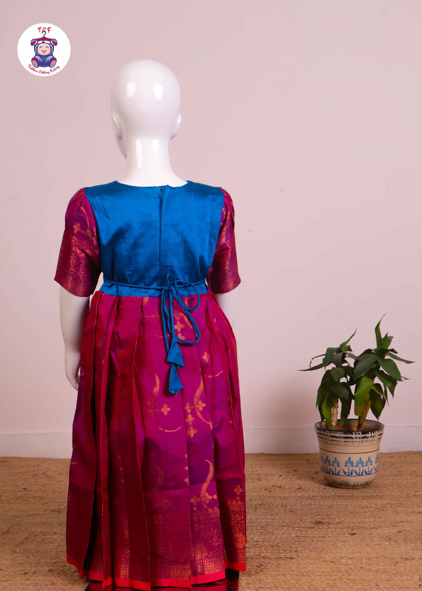 Sky Blue & Magenta - Long Frock