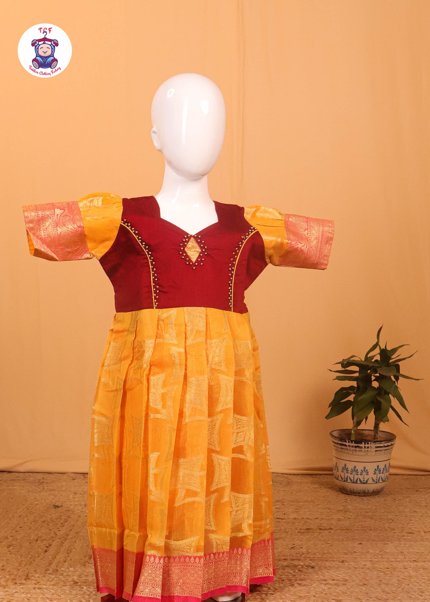 Maroon & Orange - Long Frock