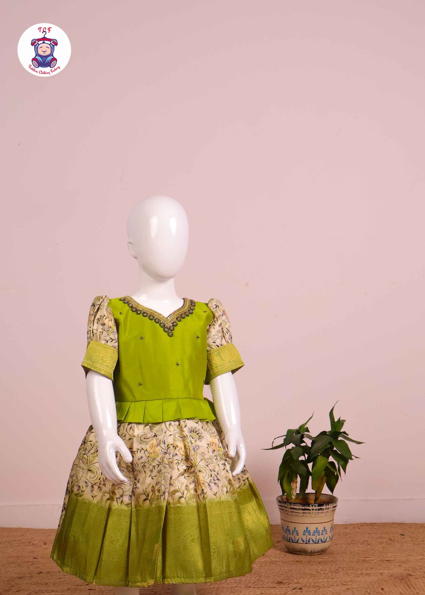 Pista Green - Kids Readymade Frocks