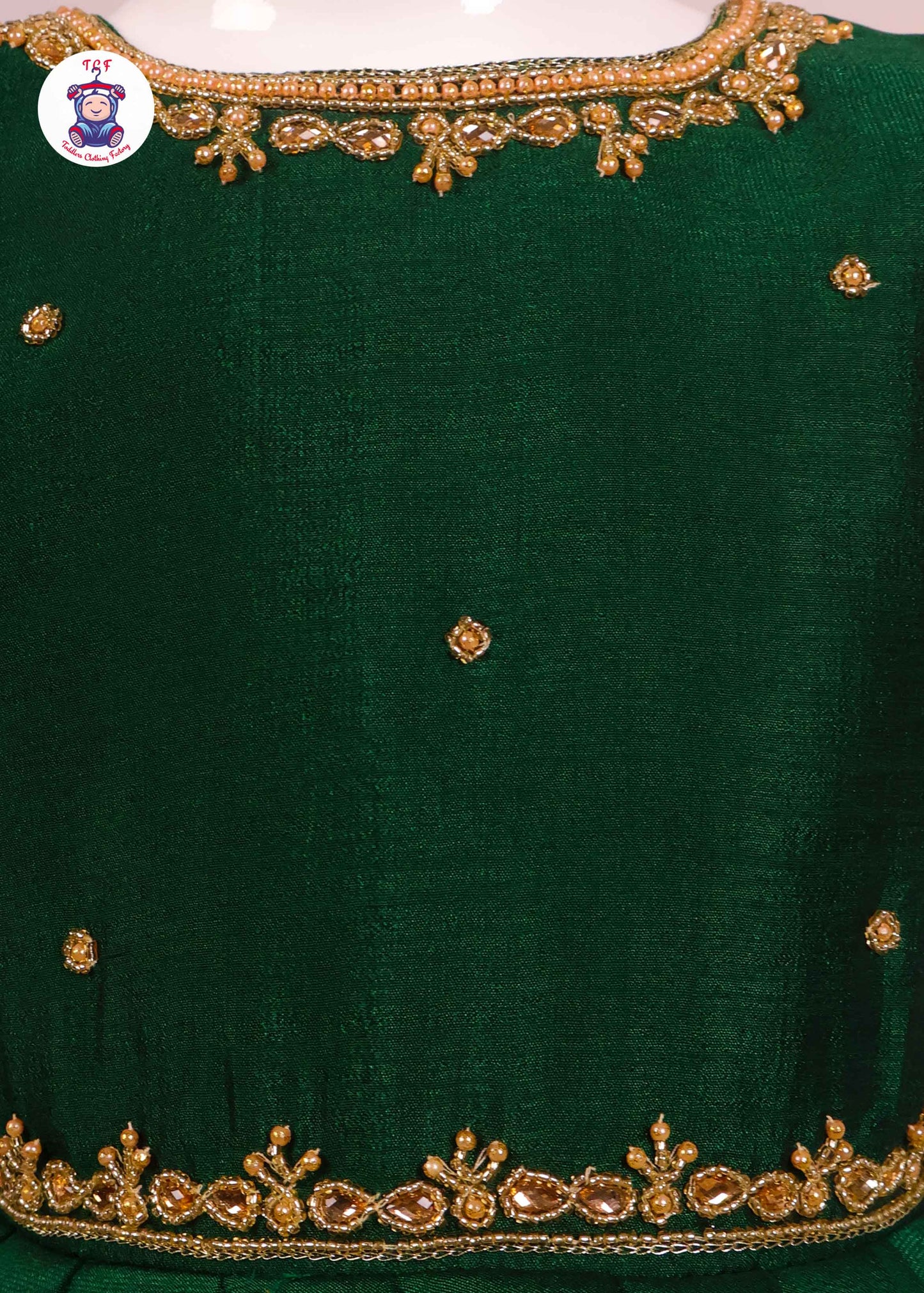 Green & Sandal - Kids Readymade Frock