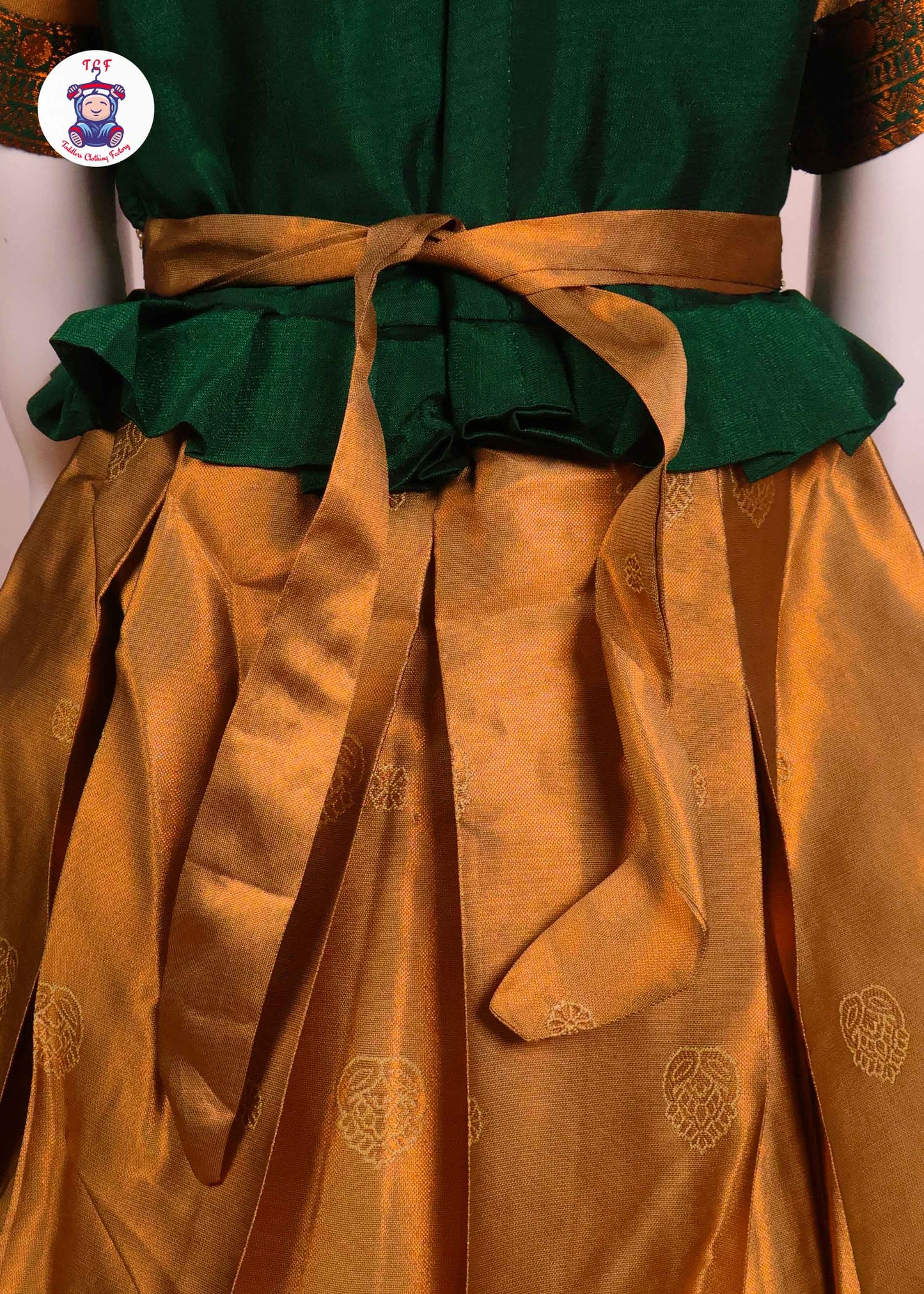 Green & Sandal - Kids Readymade Frock