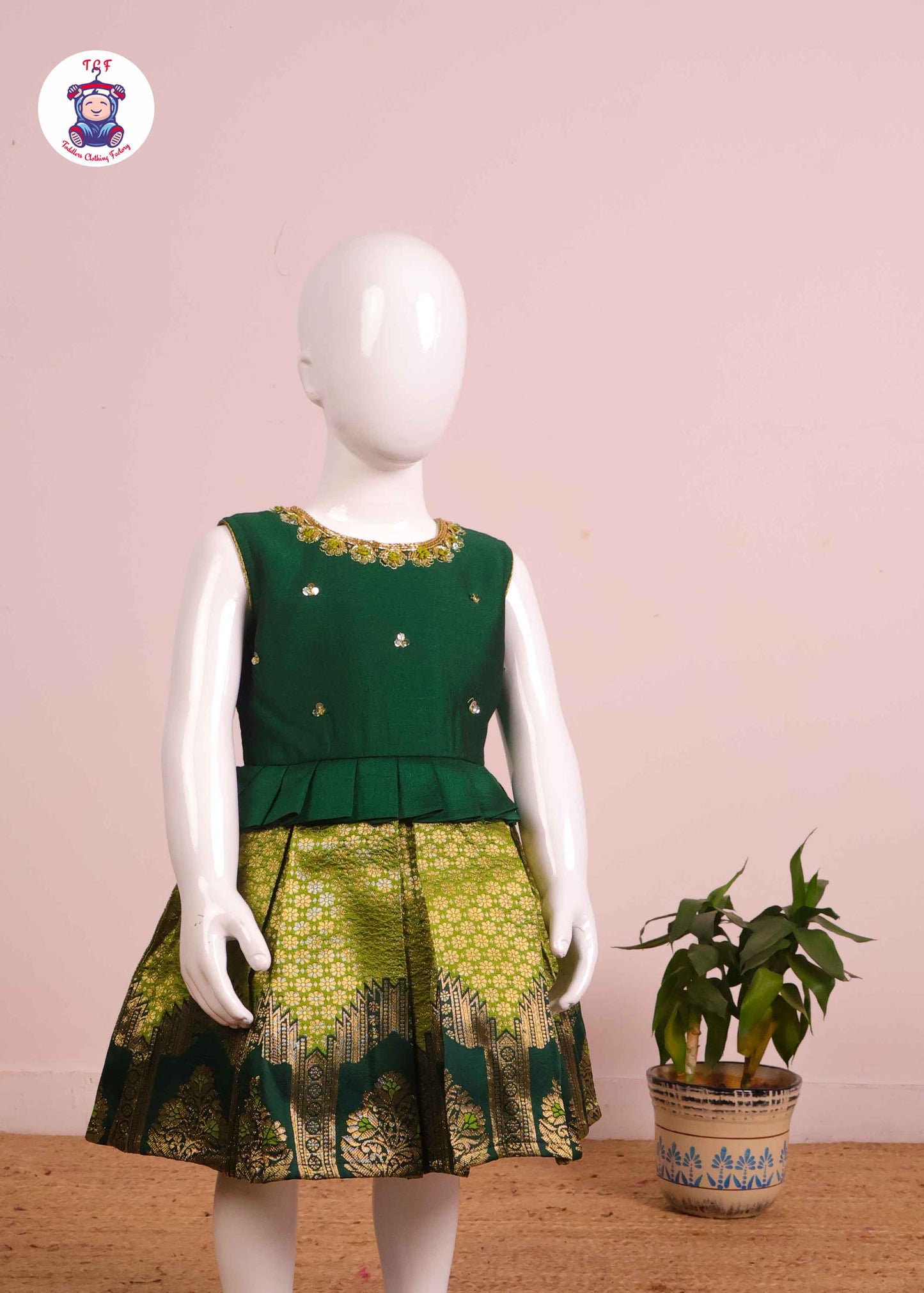 Green - Kids Readymade Frocks
