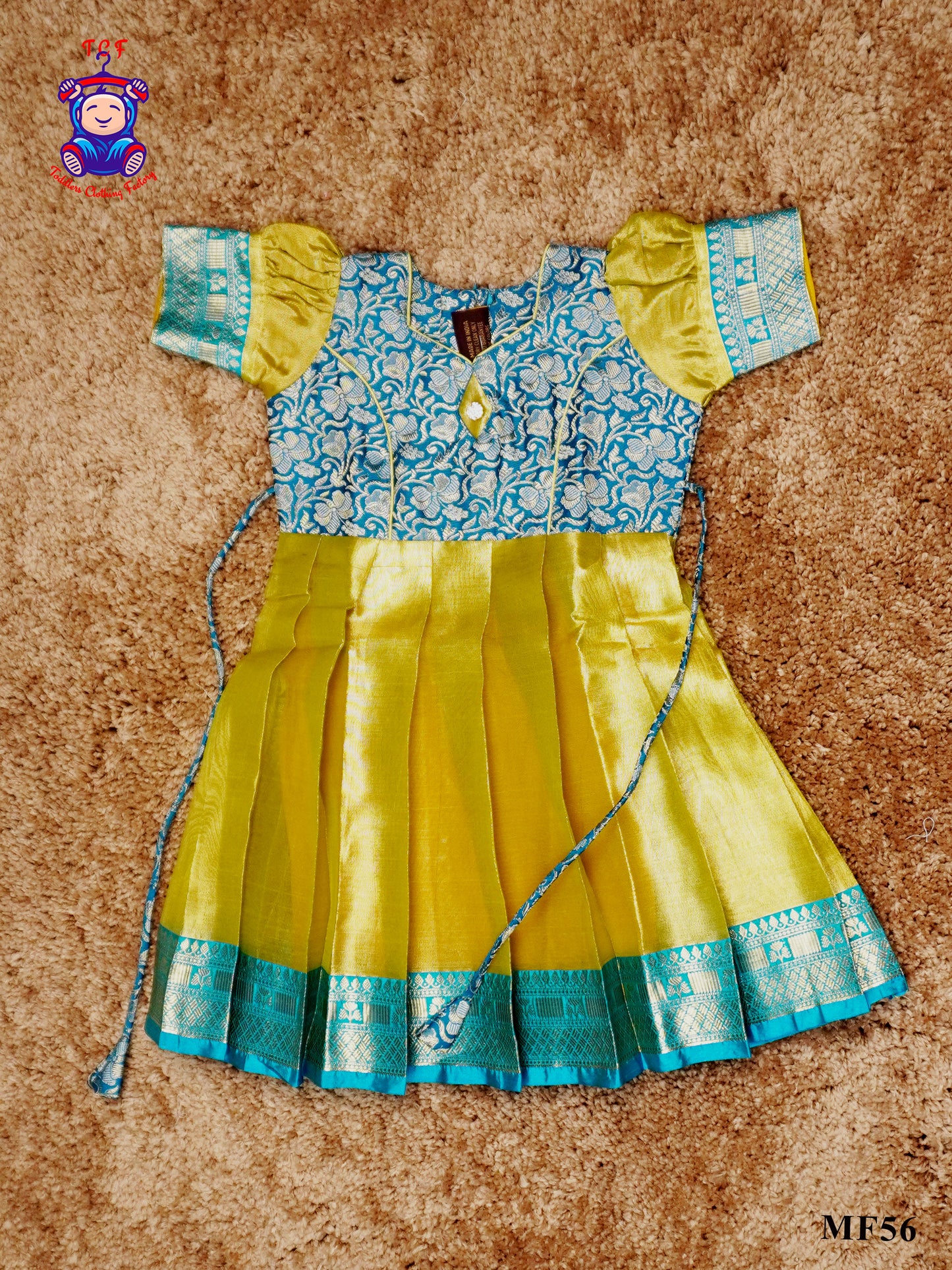 Sky Blue & Sandal - Long Frock