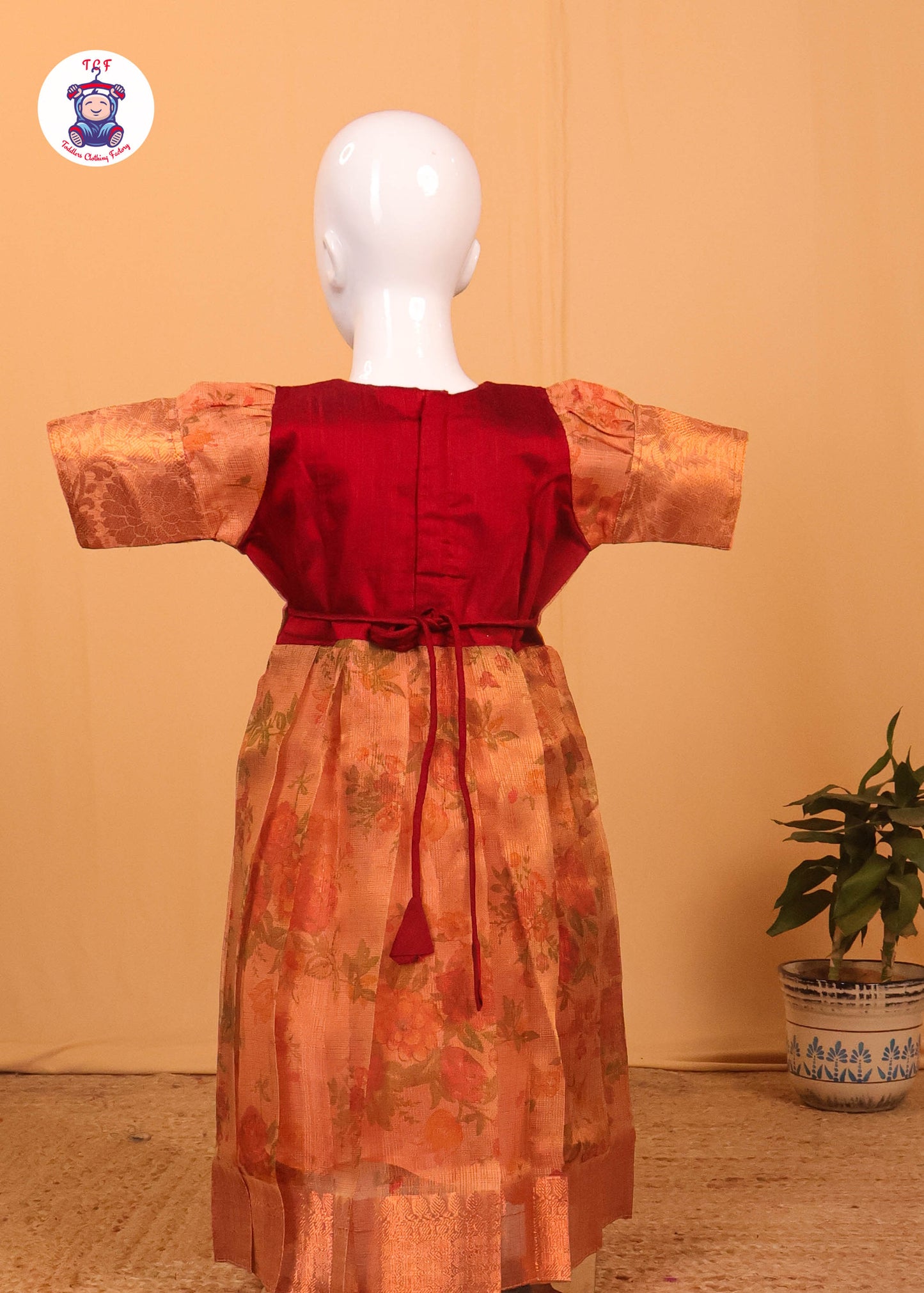 Maroon & Orange - Long Frock