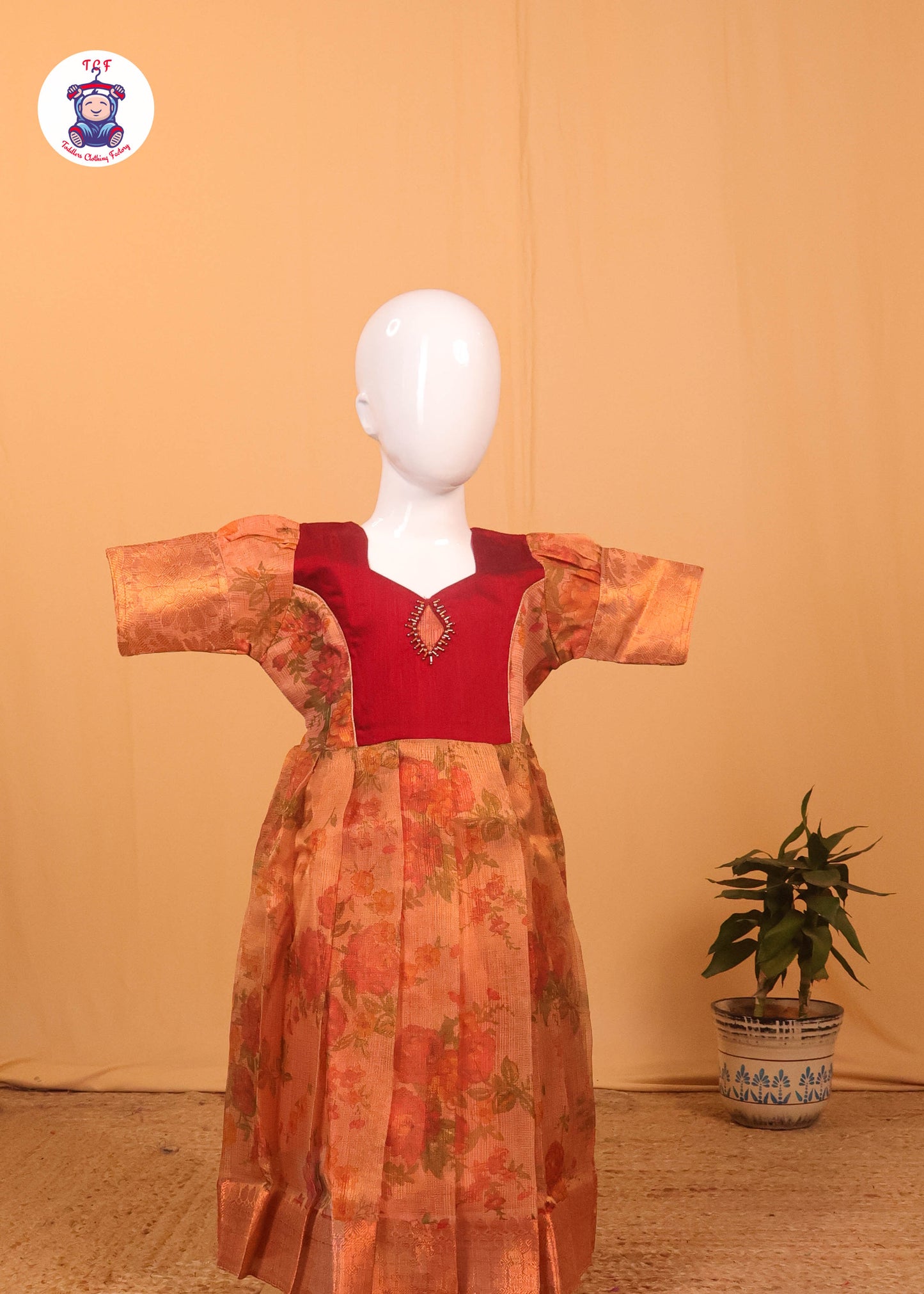 Maroon & Orange - Long Frock