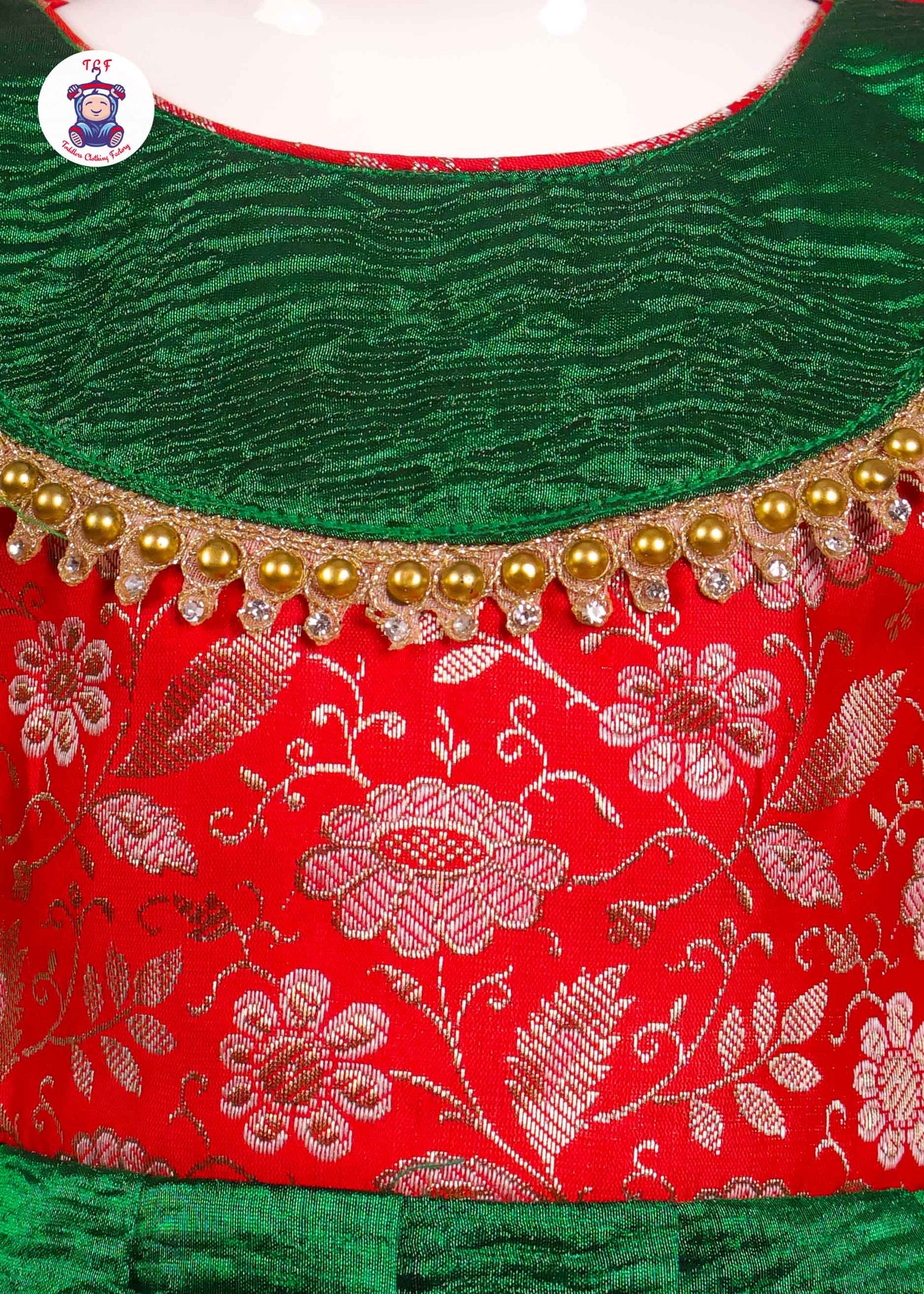 Dark Red & Shamrock Green - Long Frock