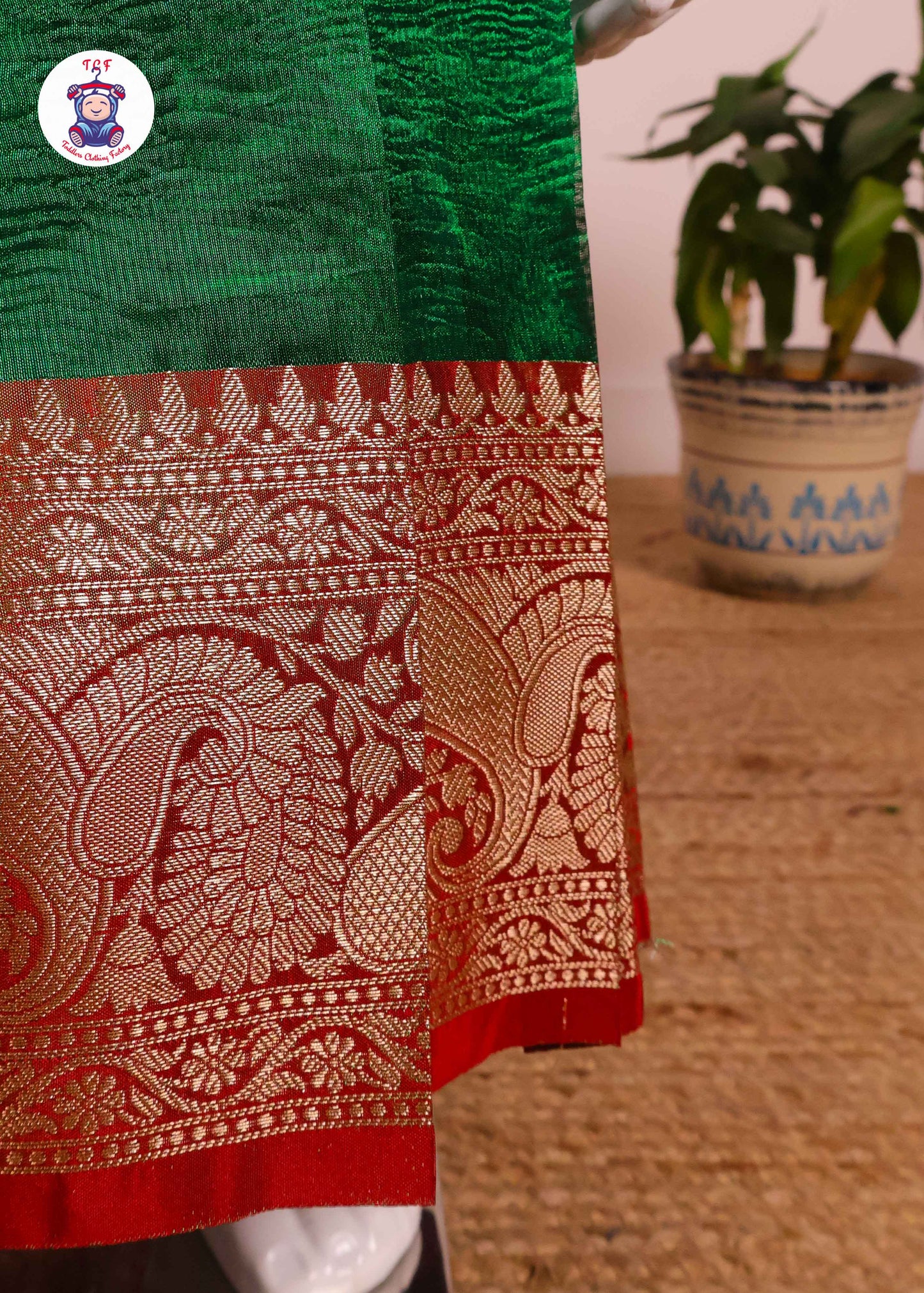 Dark Red & Shamrock Green - Long Frock