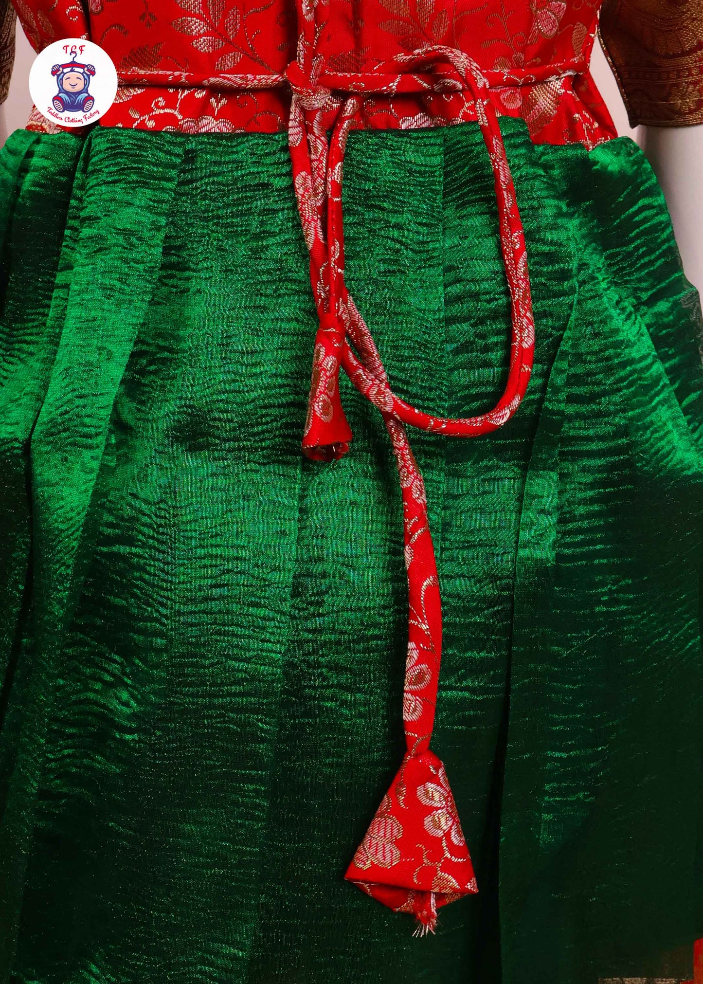 Dark Red & Shamrock Green - Long Frock