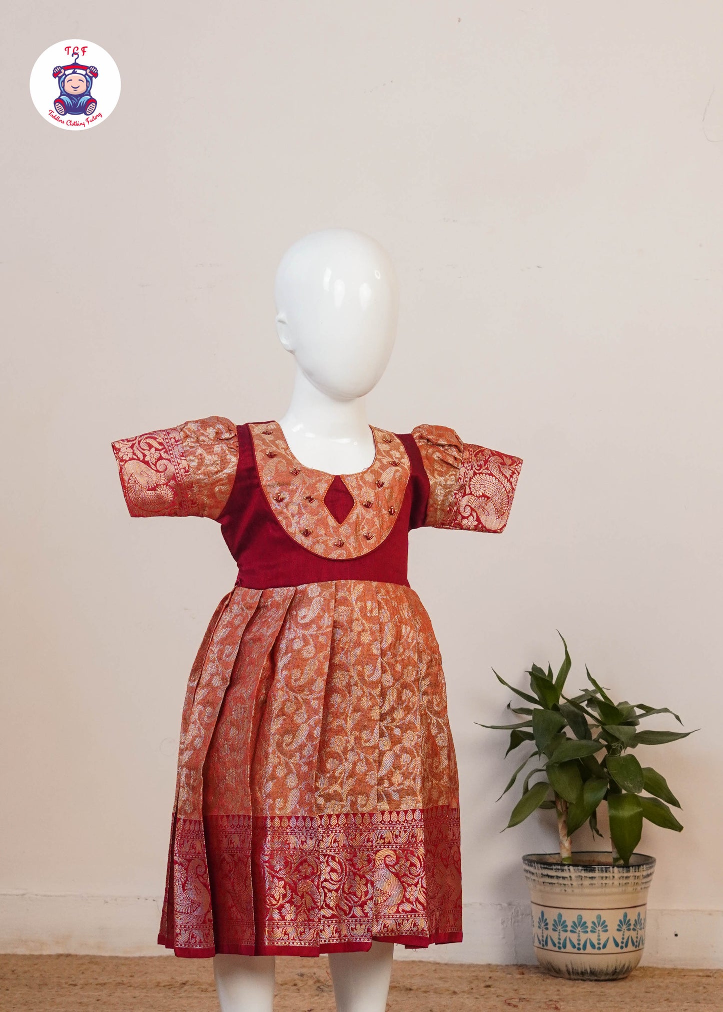 Rich Maroon & Red - Long Frock