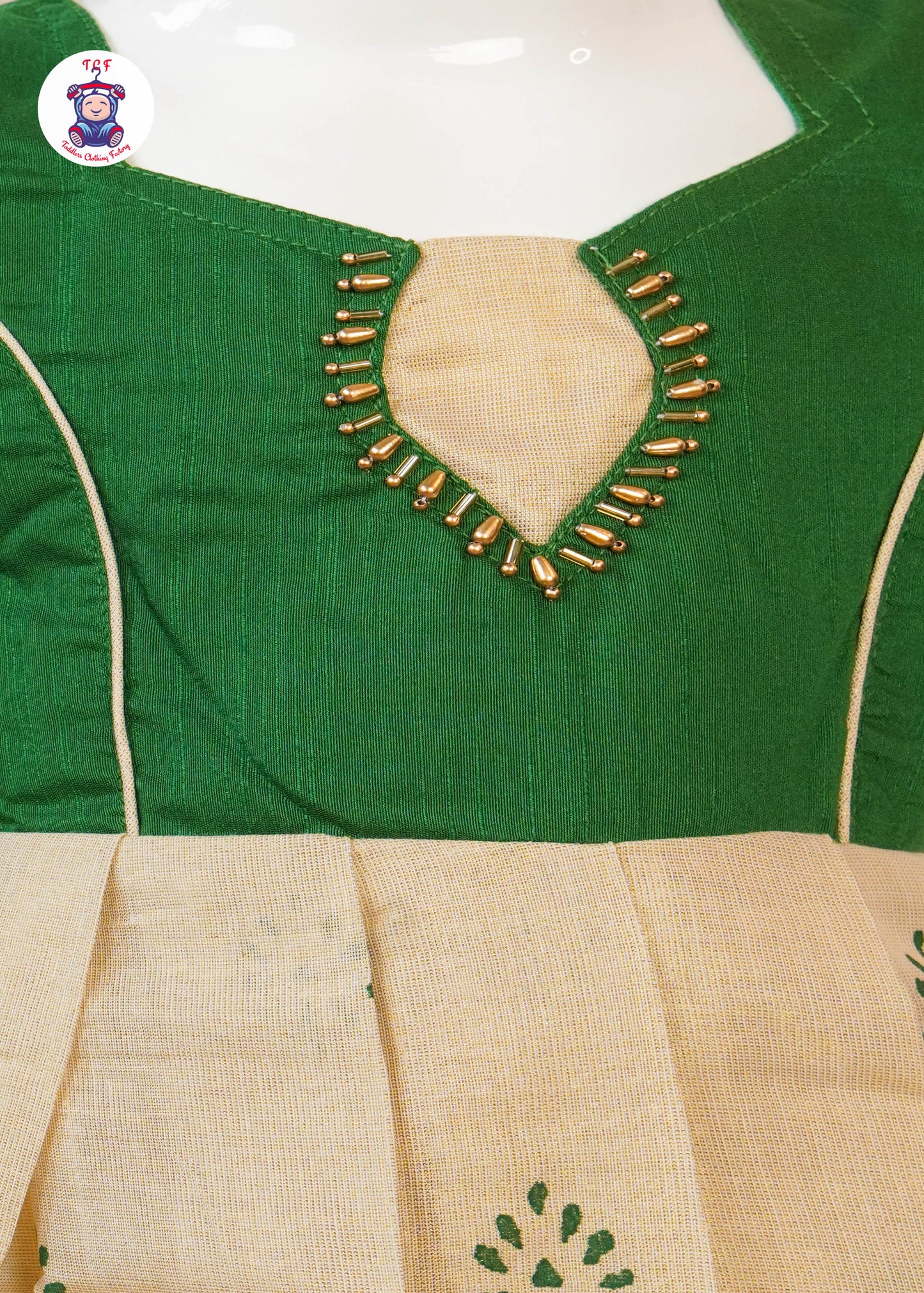 Emerald Green & Gold - Long Frock
