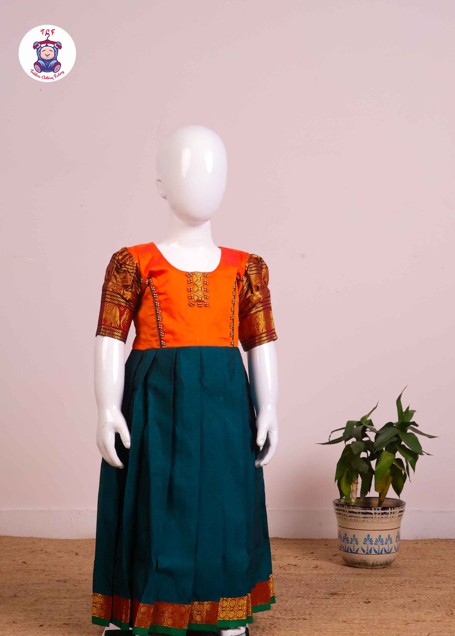 Orange & Green - Long Frock