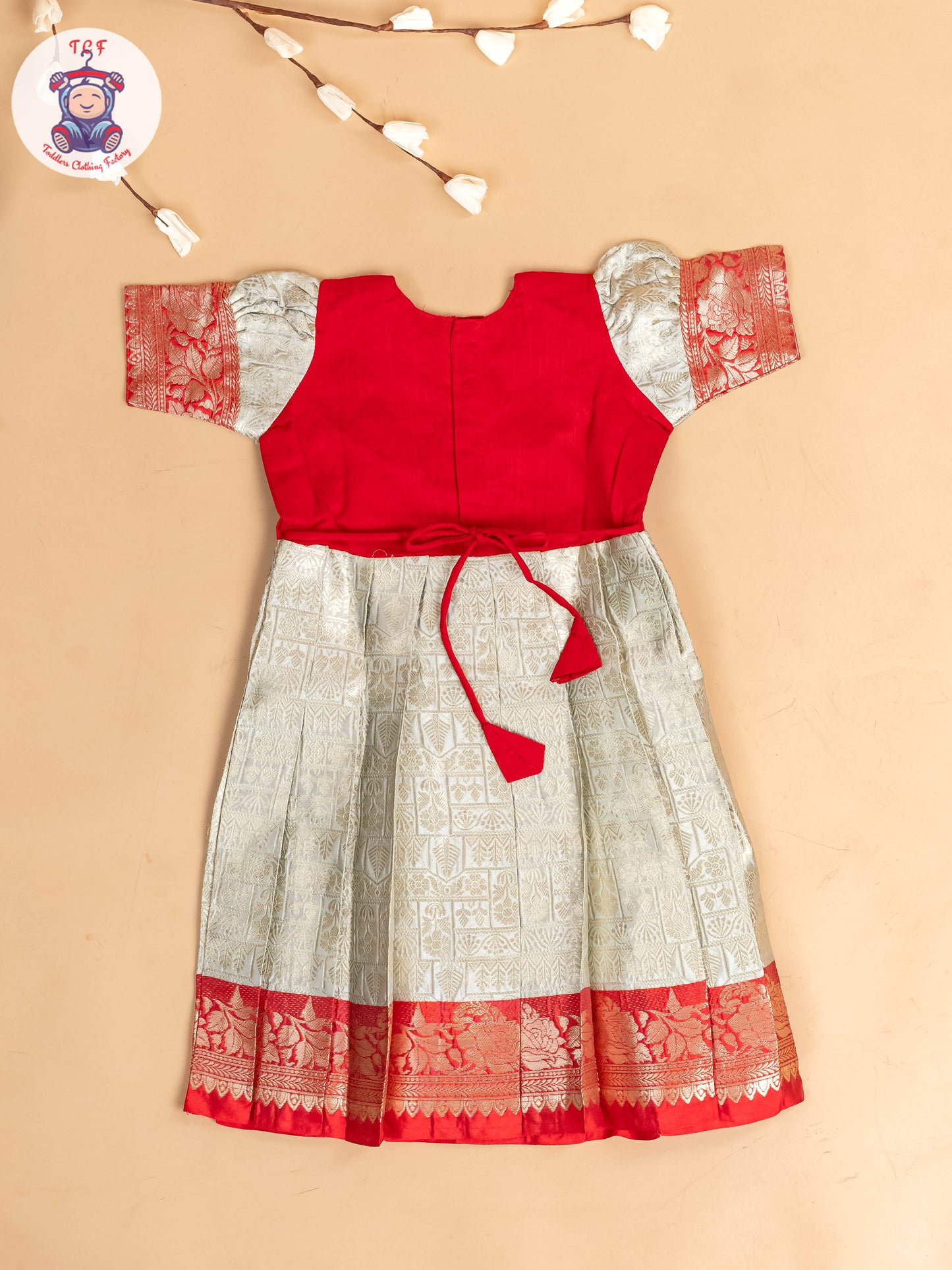 Red & Light Lavender - Girls Readymade Long Frock