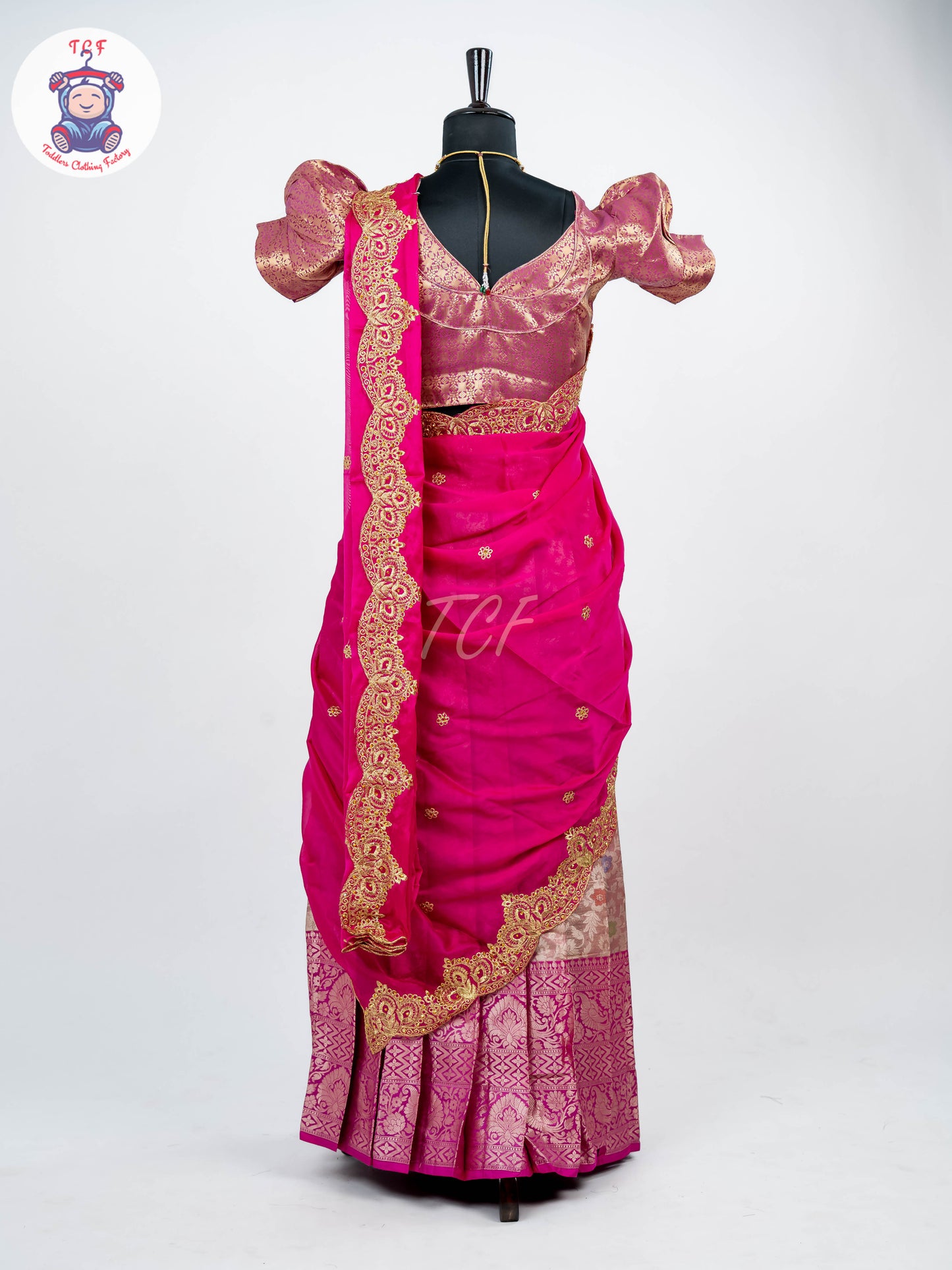 Majentha & Pink - Readymade Half Saree