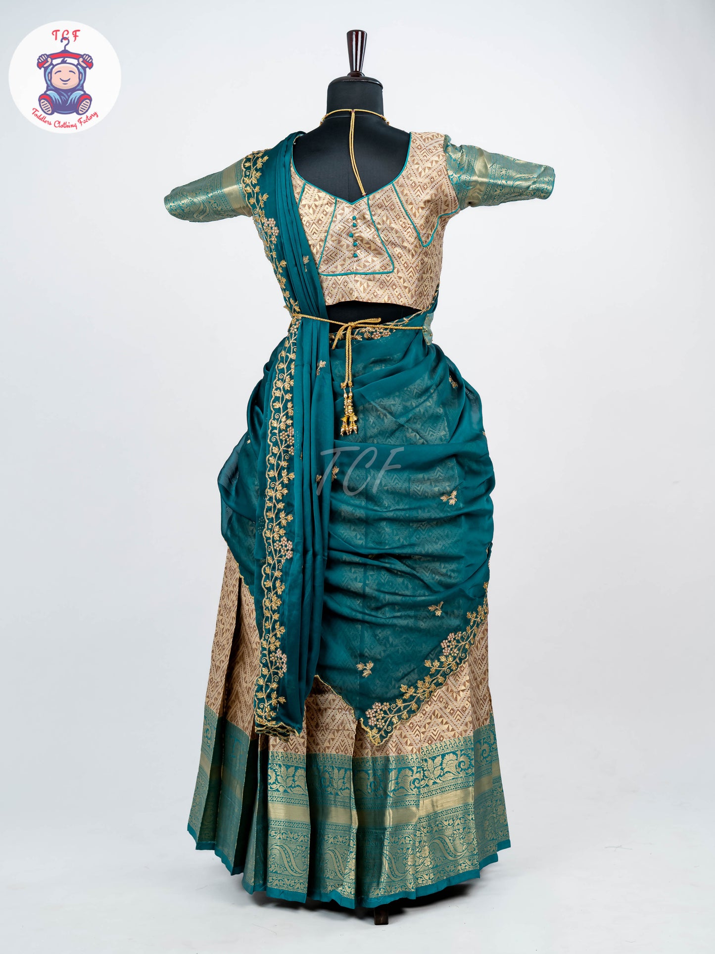 Copper & Royal Blue - Adult Readymade Half Saree