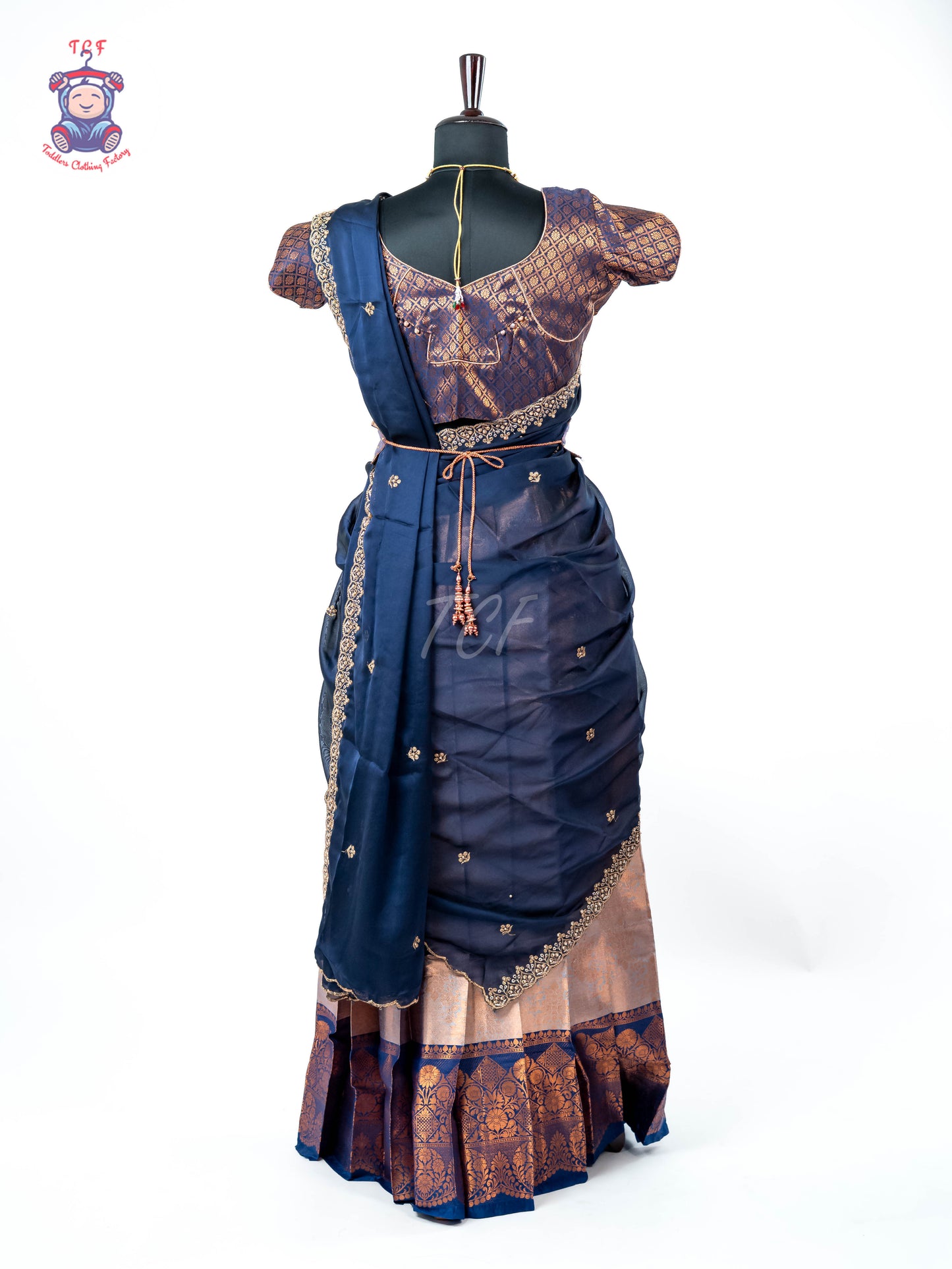 Navy Blue & Gold - Adult Readymade Half Saree