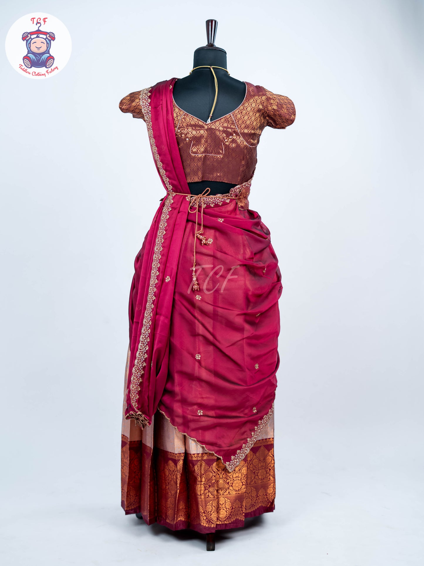 Majentha & Gold - Adult Readymade Half Saree