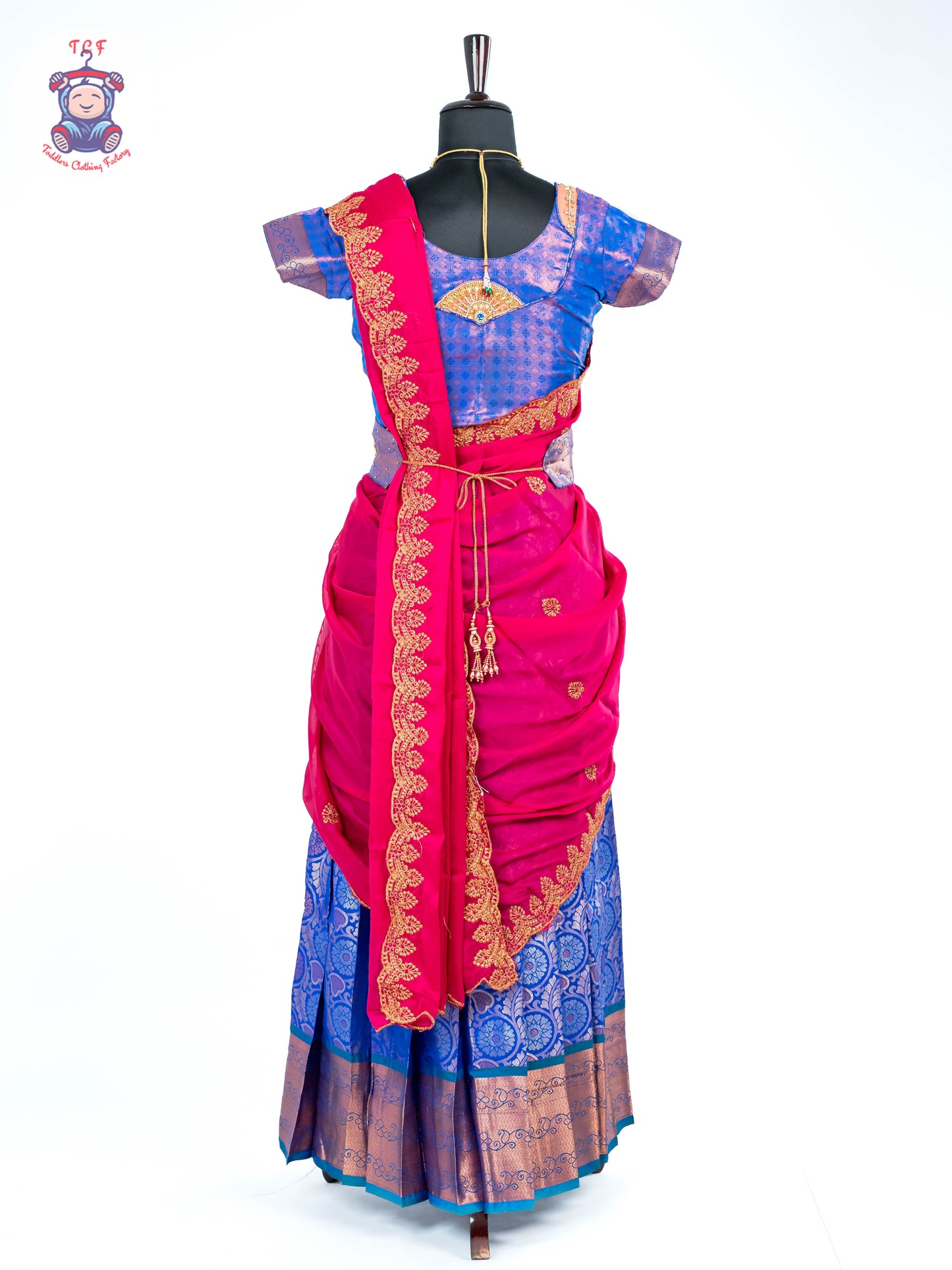 Blue & Pink - Adult Readymade Half Saree