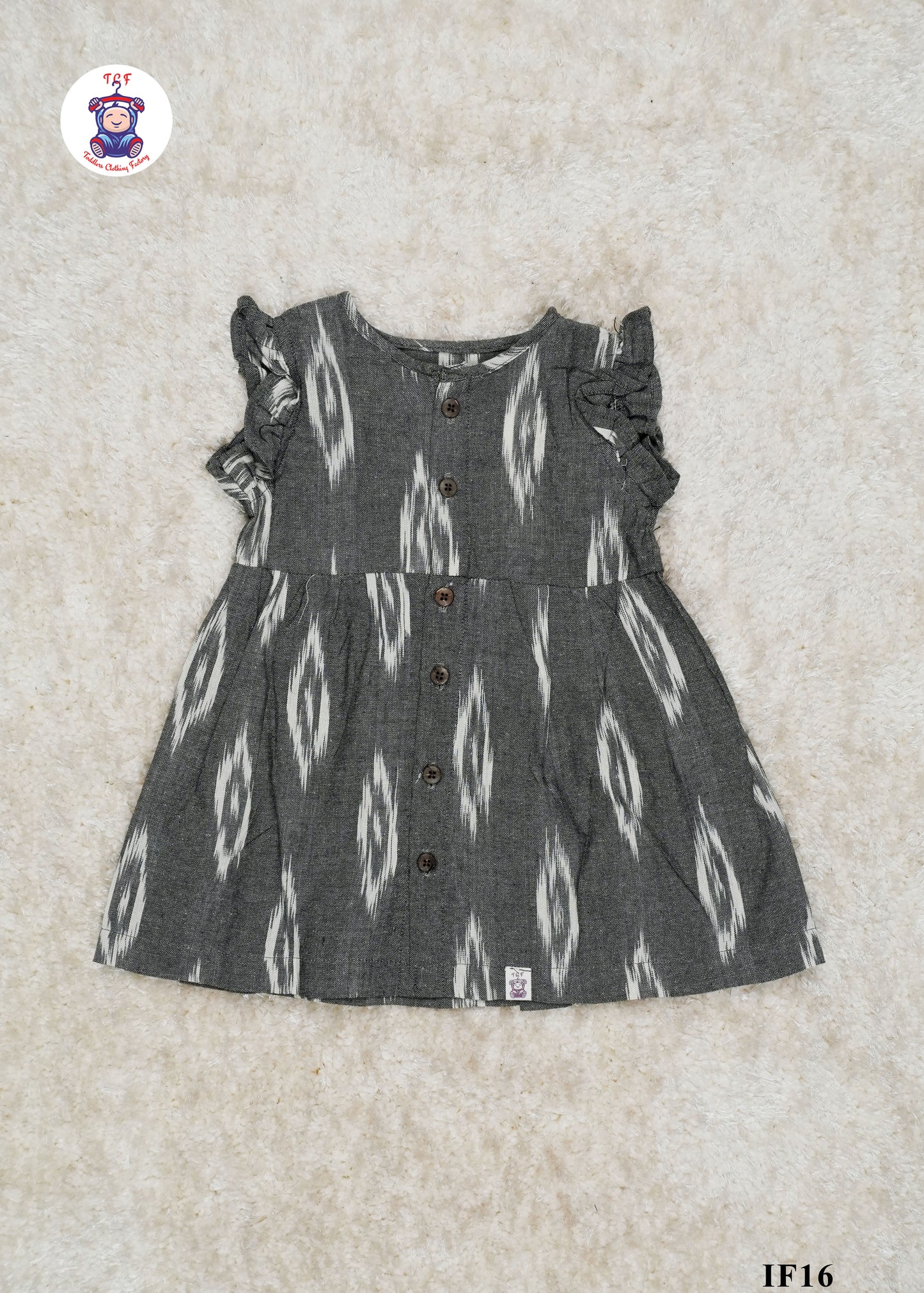 Grey - Girls Readymade Ikat Frocks
