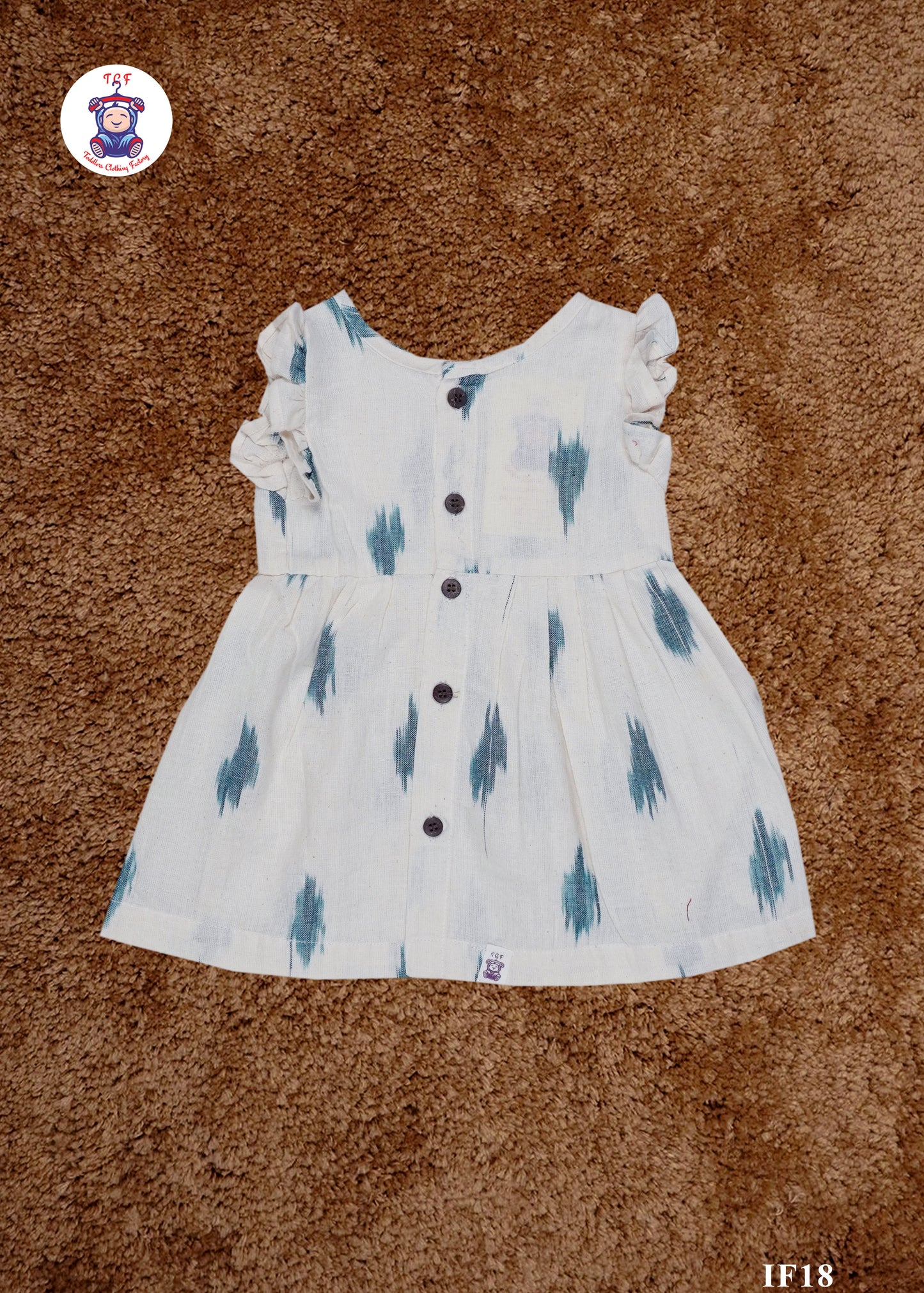 White - Girls Readymade Ikat Frocks