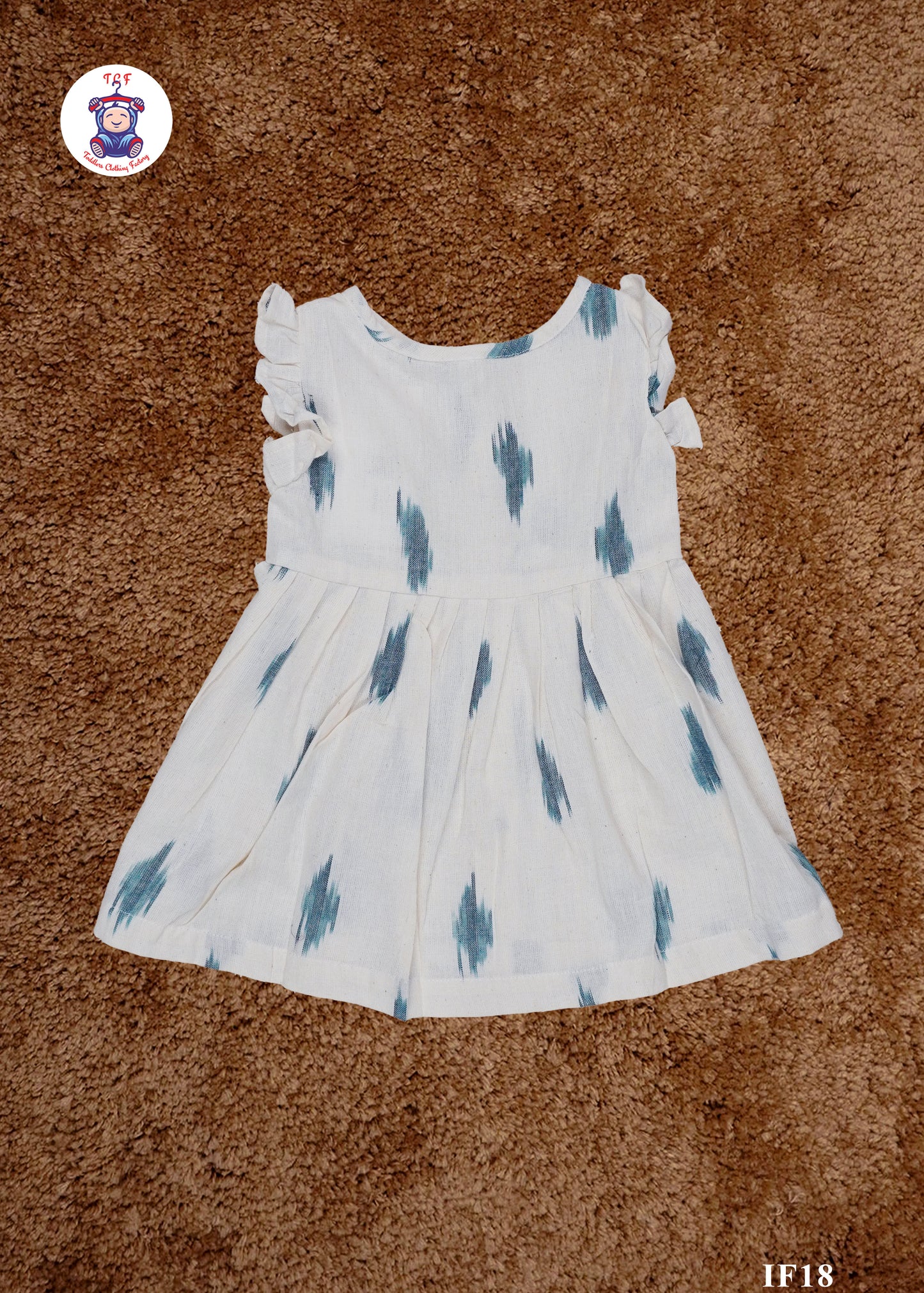 White - Girls Readymade Ikat Frocks