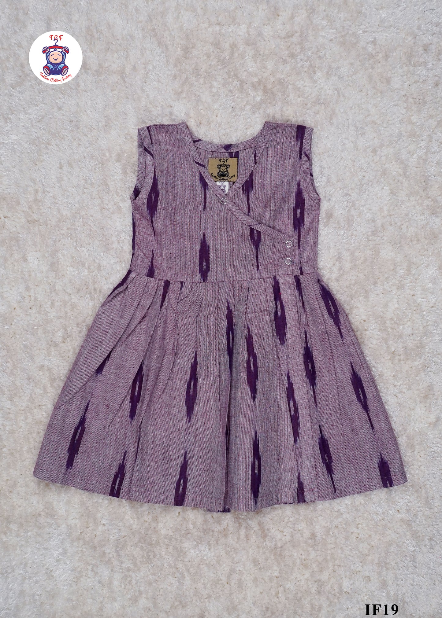 Wine - Girls Readymade Crossover Ikat Frocks