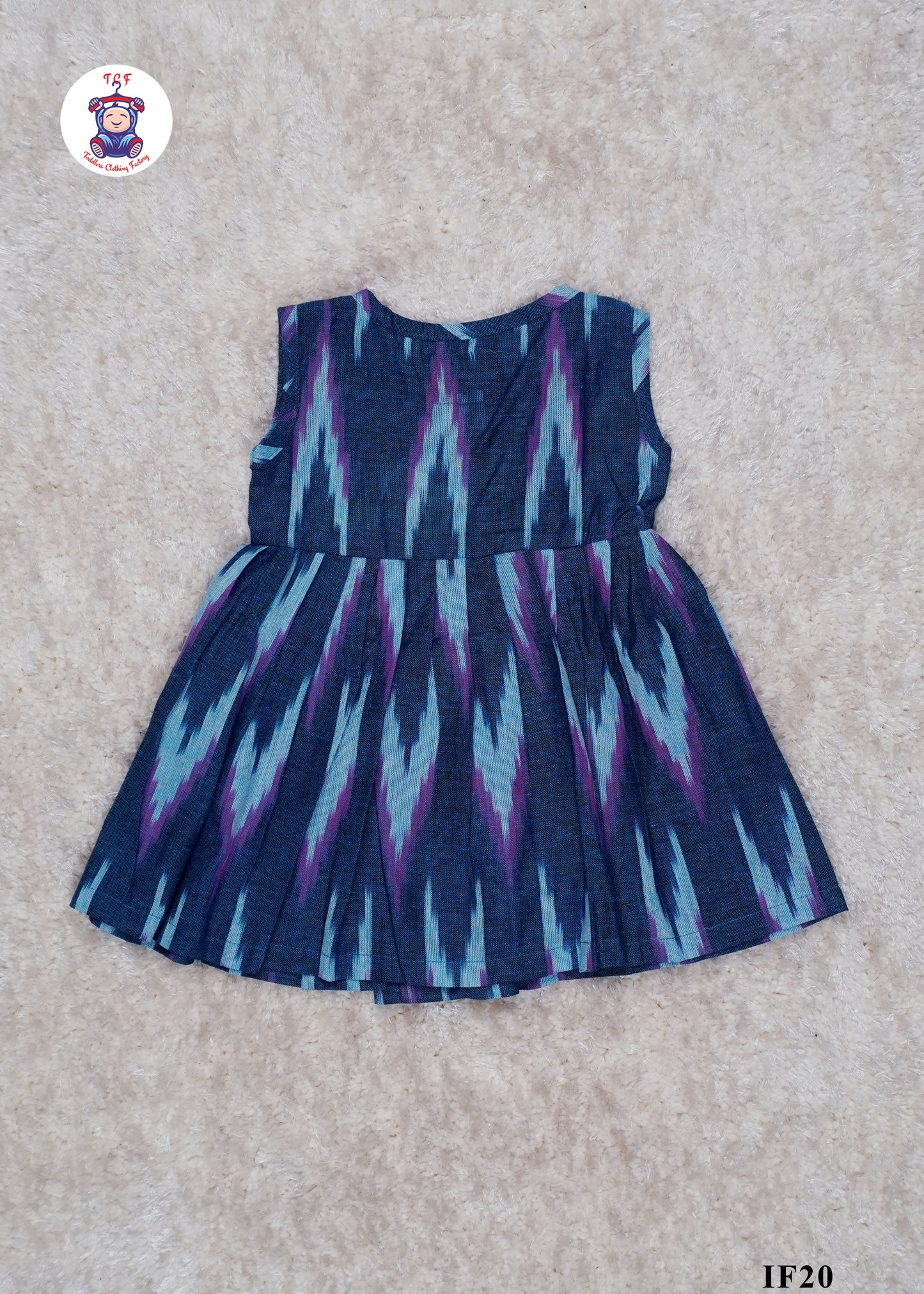 Teal - Girls Readymade Crossover Ikat Frocks