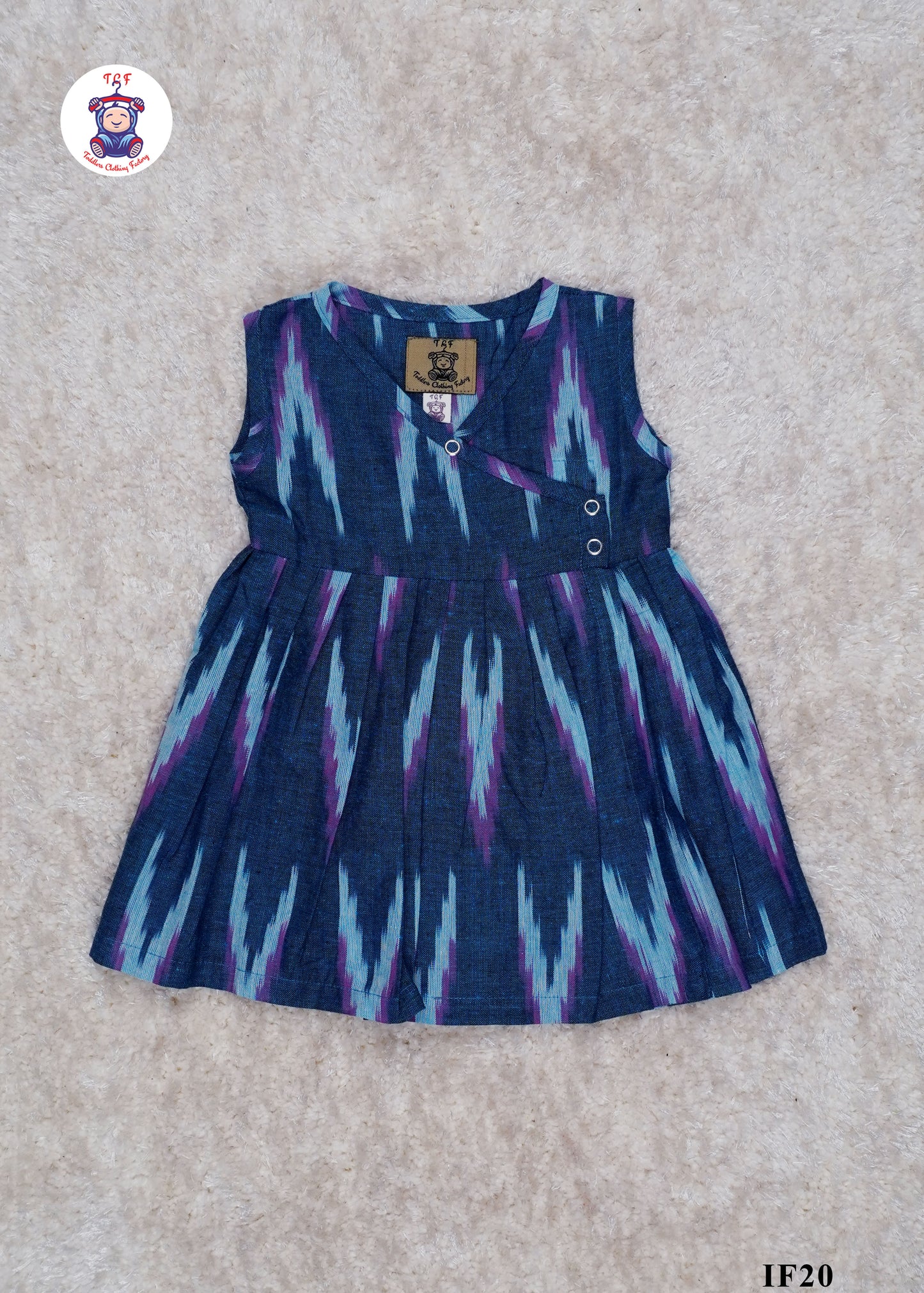 Teal - Girls Readymade Crossover Ikat Frocks