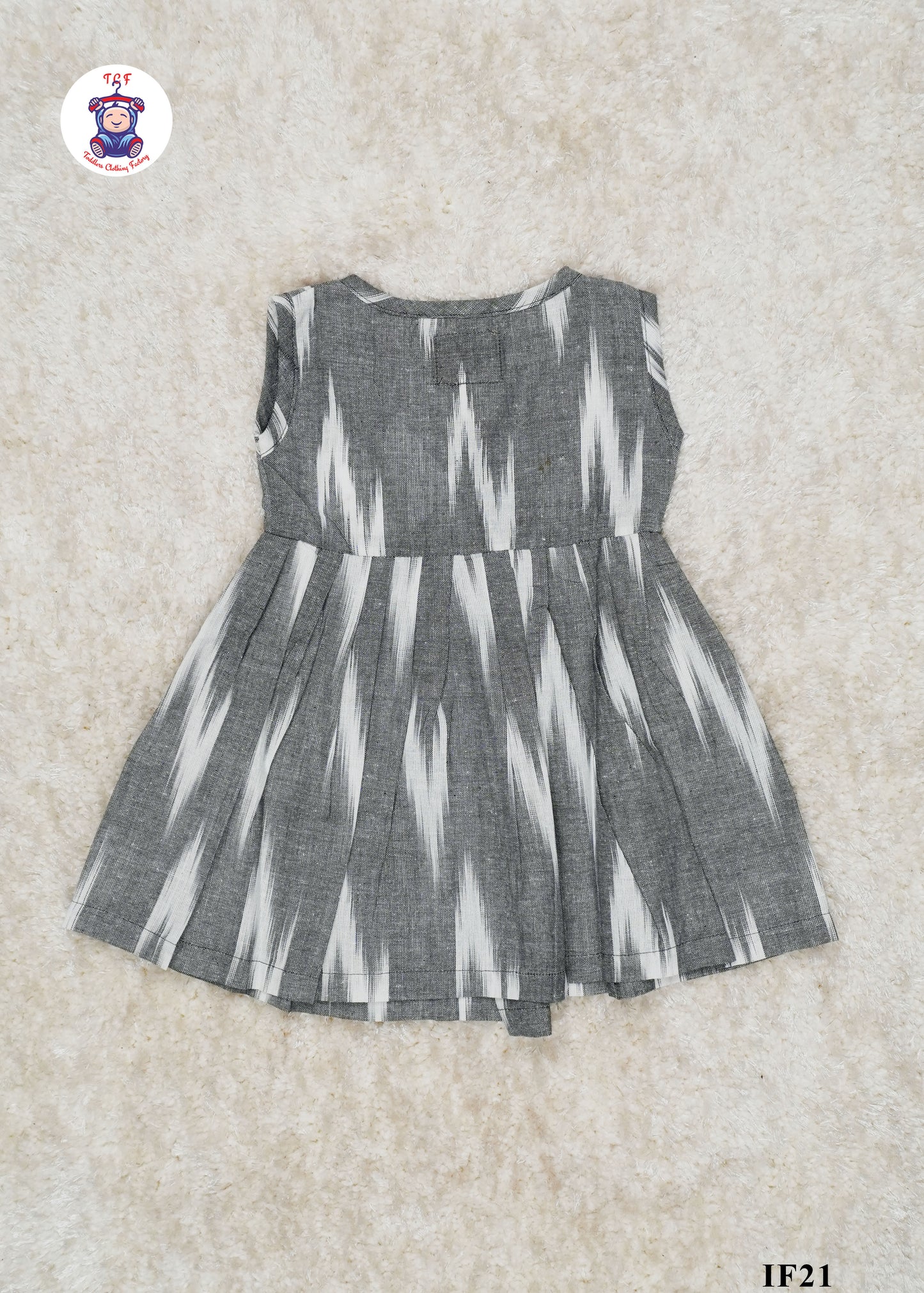 Grey - Girls Readymade Crossover Ikat Frocks