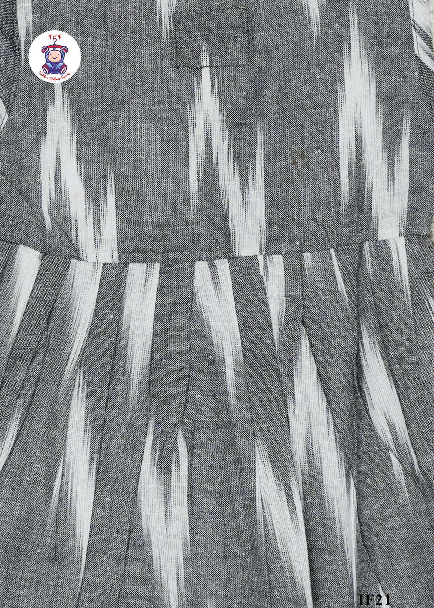 Grey - Girls Readymade Crossover Ikat Frocks
