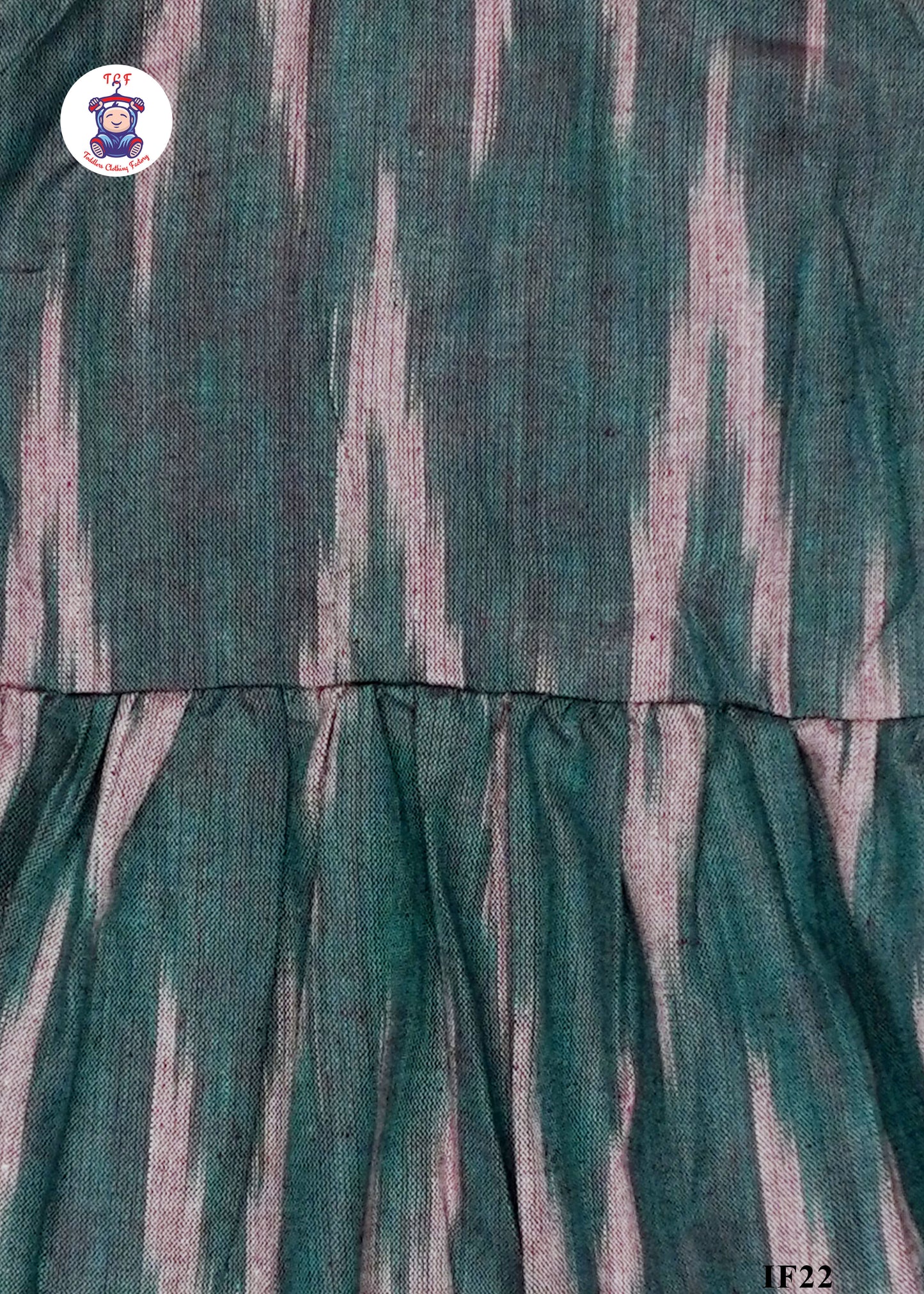 Green - Girls Readymade Collar Ikat Frocks