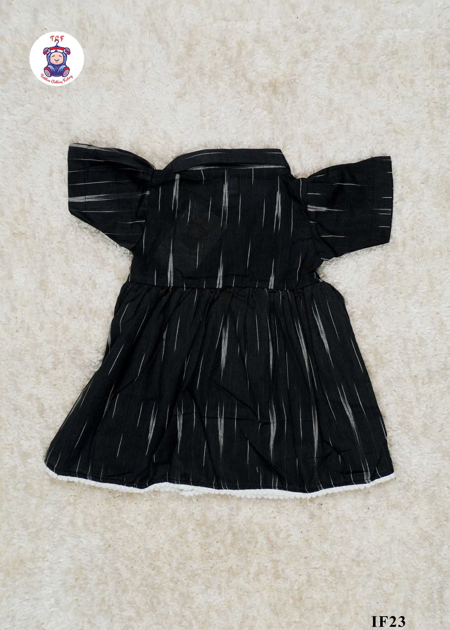 Black - Girls Readymade Collar Ikat Frocks