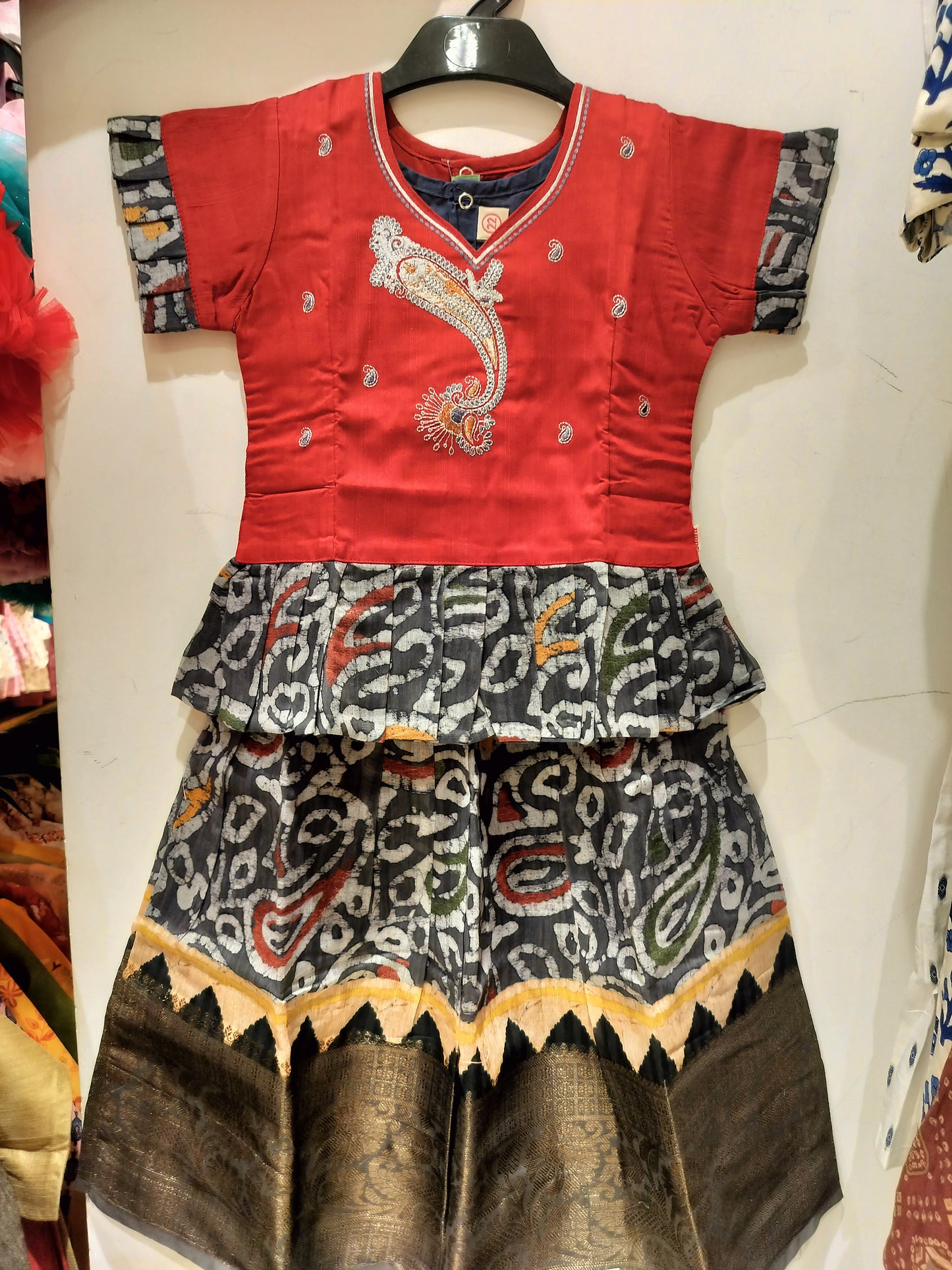 Red & Grey - Cotton Pavadai Sattai