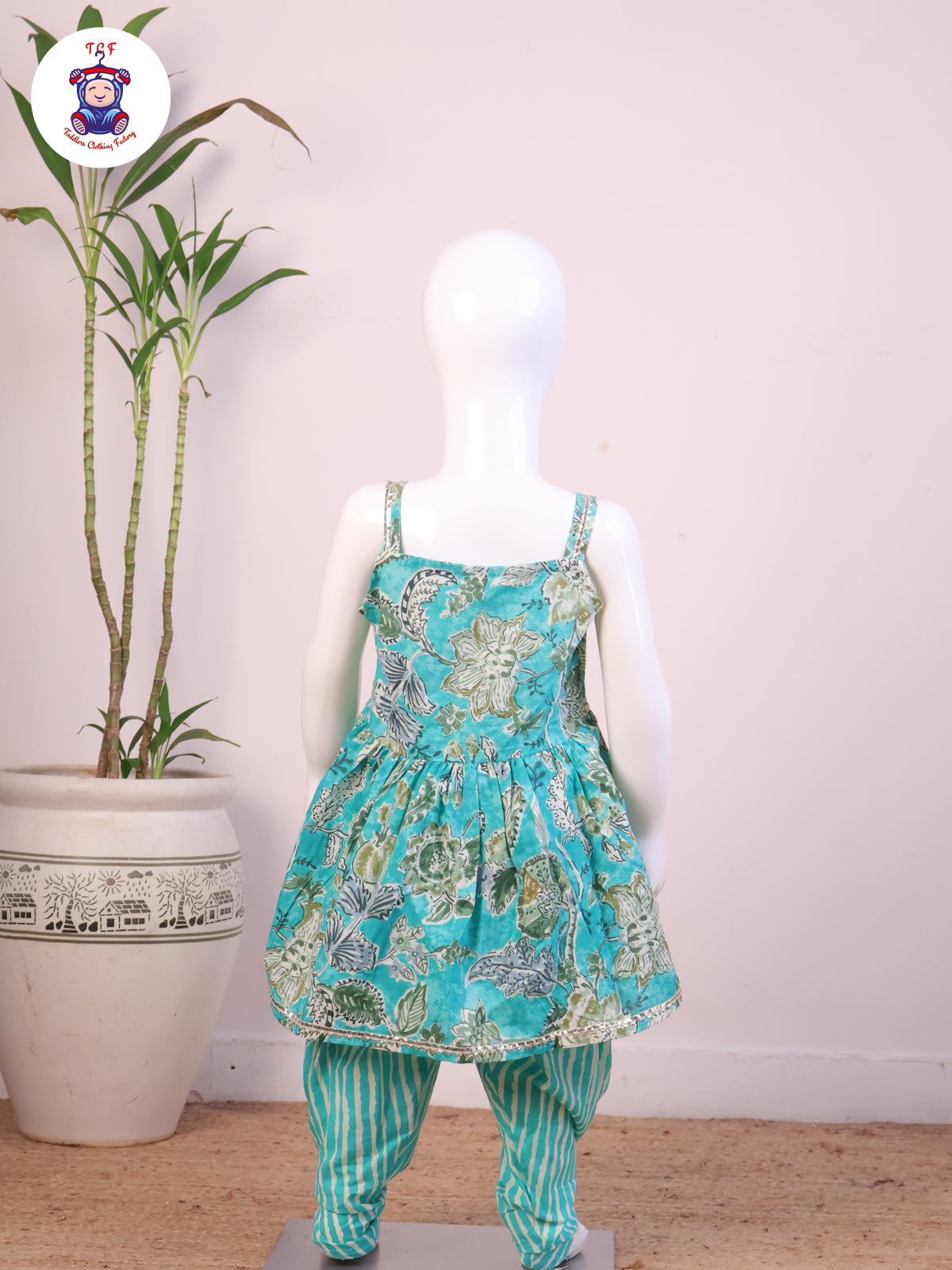 Paris Green - Floral Printed Dhoti Kurti Set With Dupatta