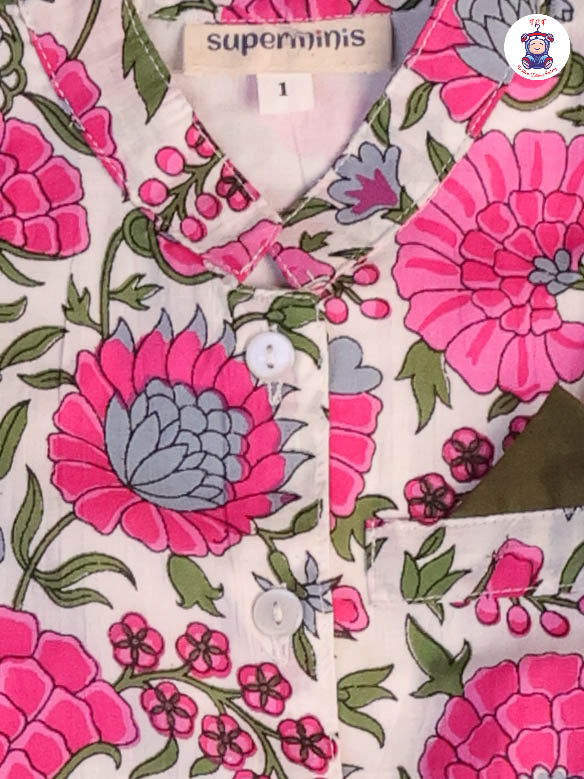 Pink & White - Floral Printed Boys Readymade Kurta Sets
