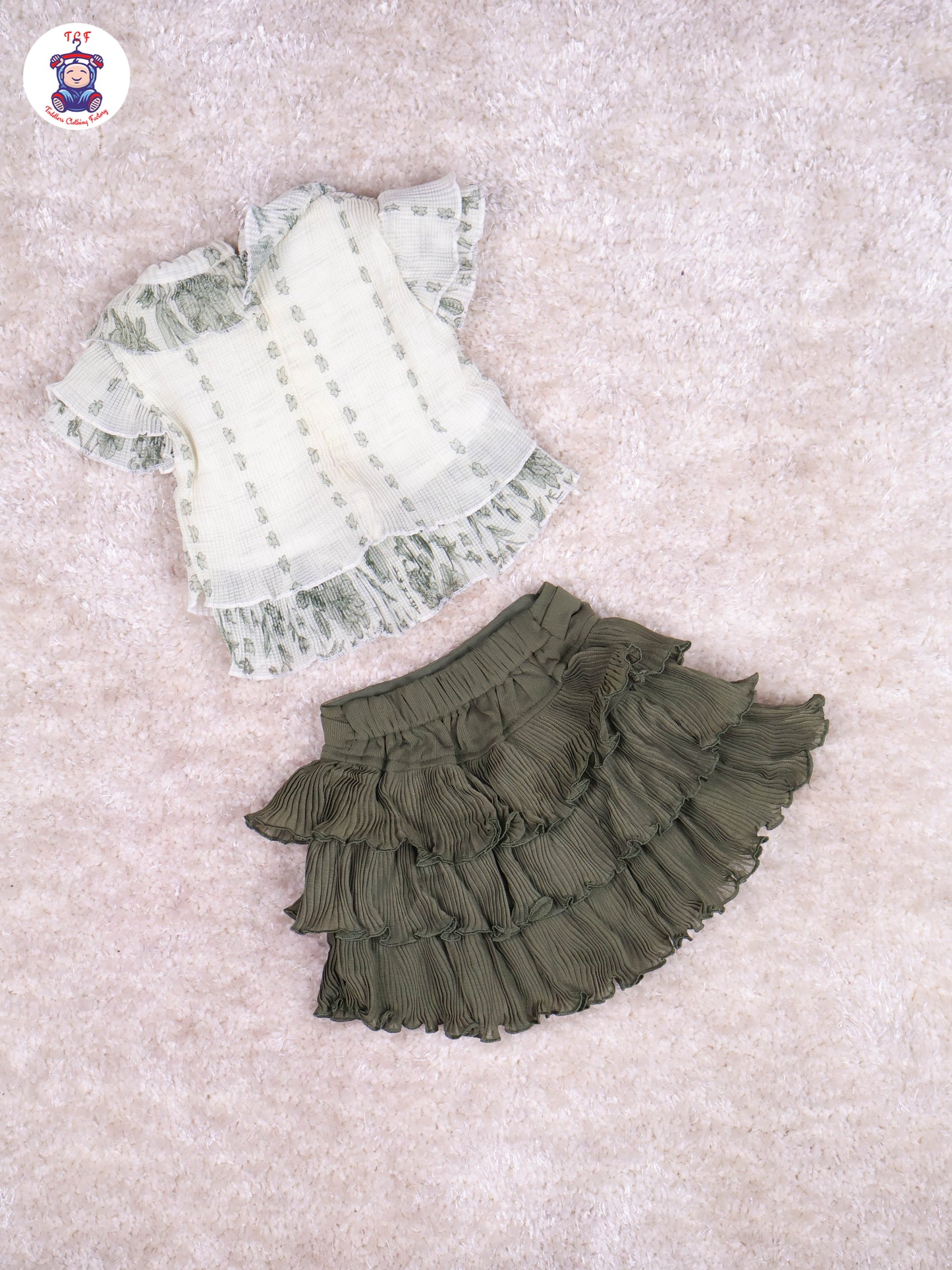 Light Green - Girls Top & Mini Skirt