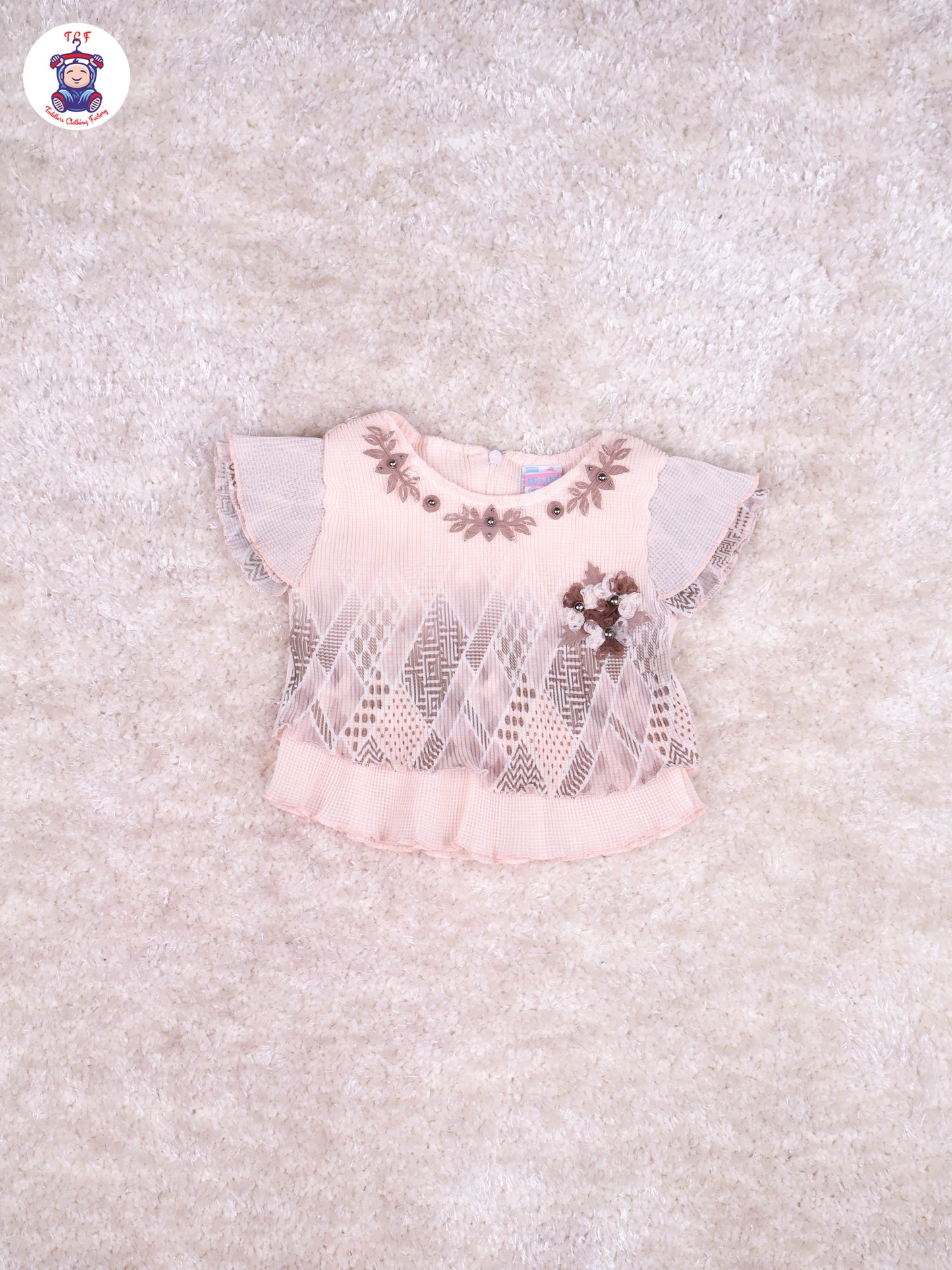 Peach & Brown - Girls Top & Mini Skirt