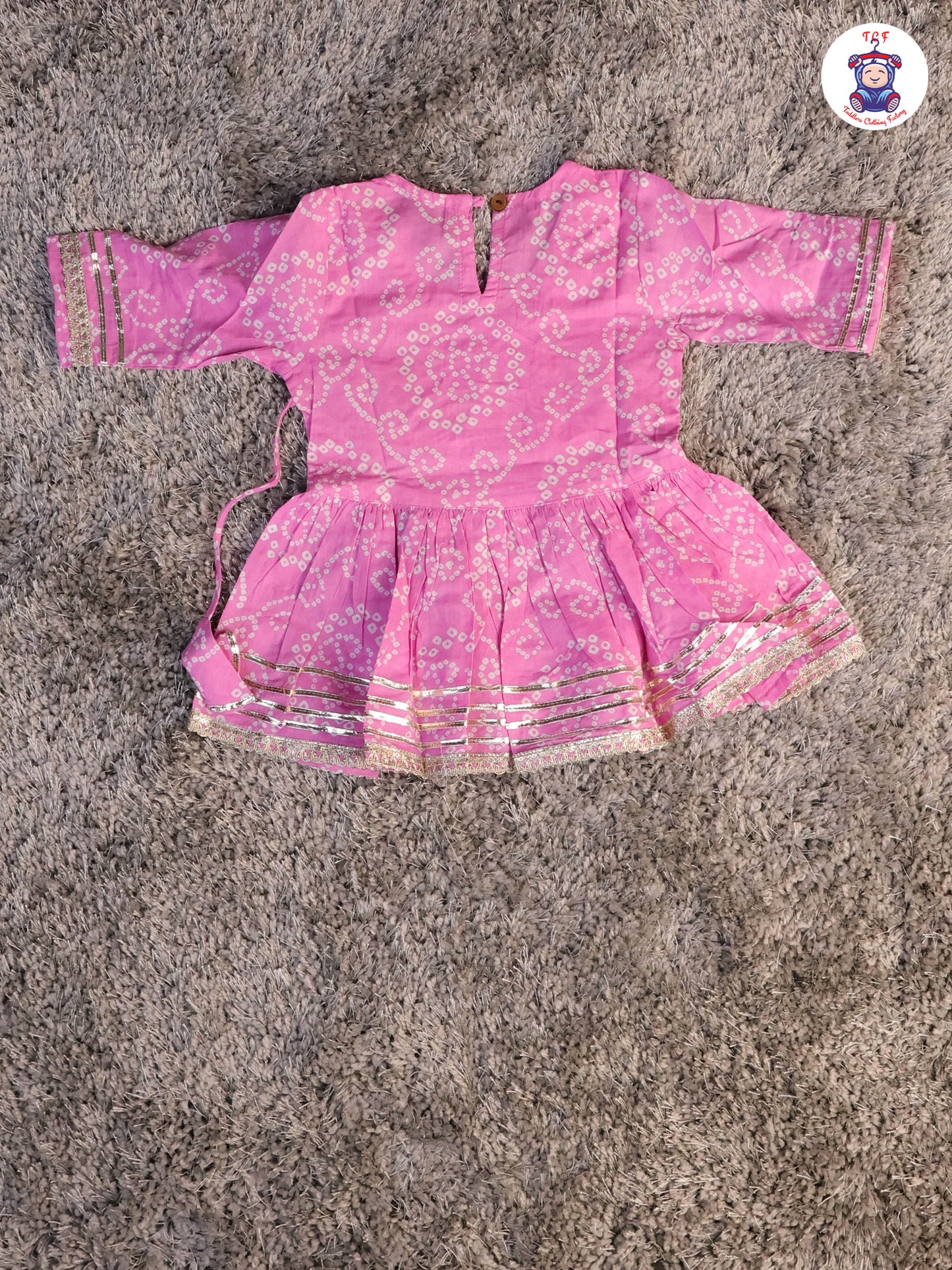 Lite Pink - Printed Girls Angrakha Kurti