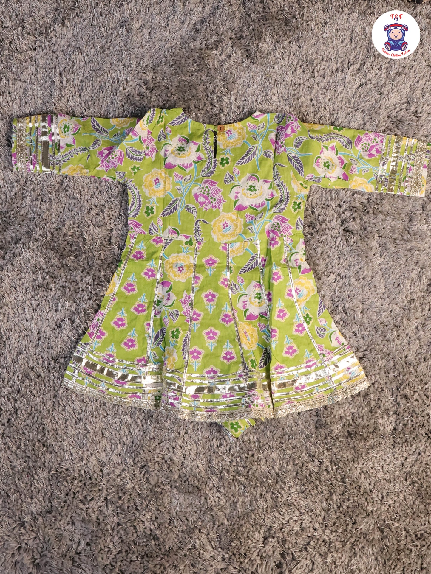 Light Green & Lavender - Floral Printed Afgani Kurti With Pant And Dupatta
