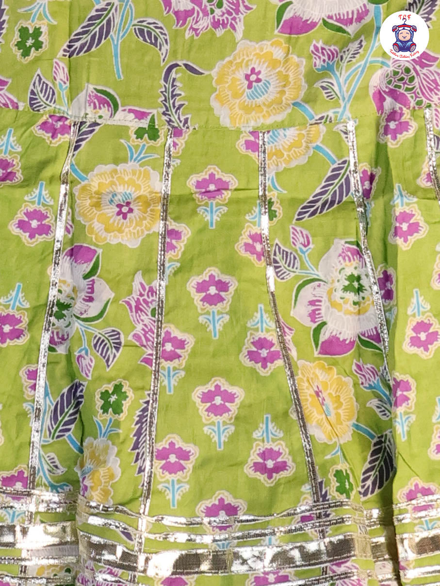 Light Green & Lavender - Floral Printed Afgani Kurti With Pant And Dupatta