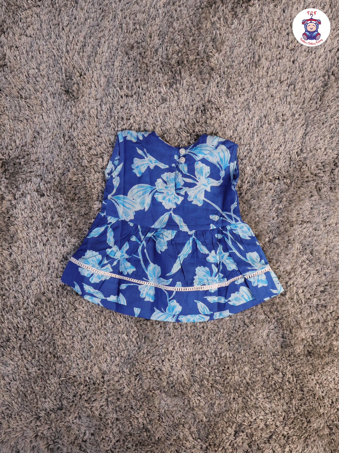 Blue - Printed Pure Cotton Top & Shorts