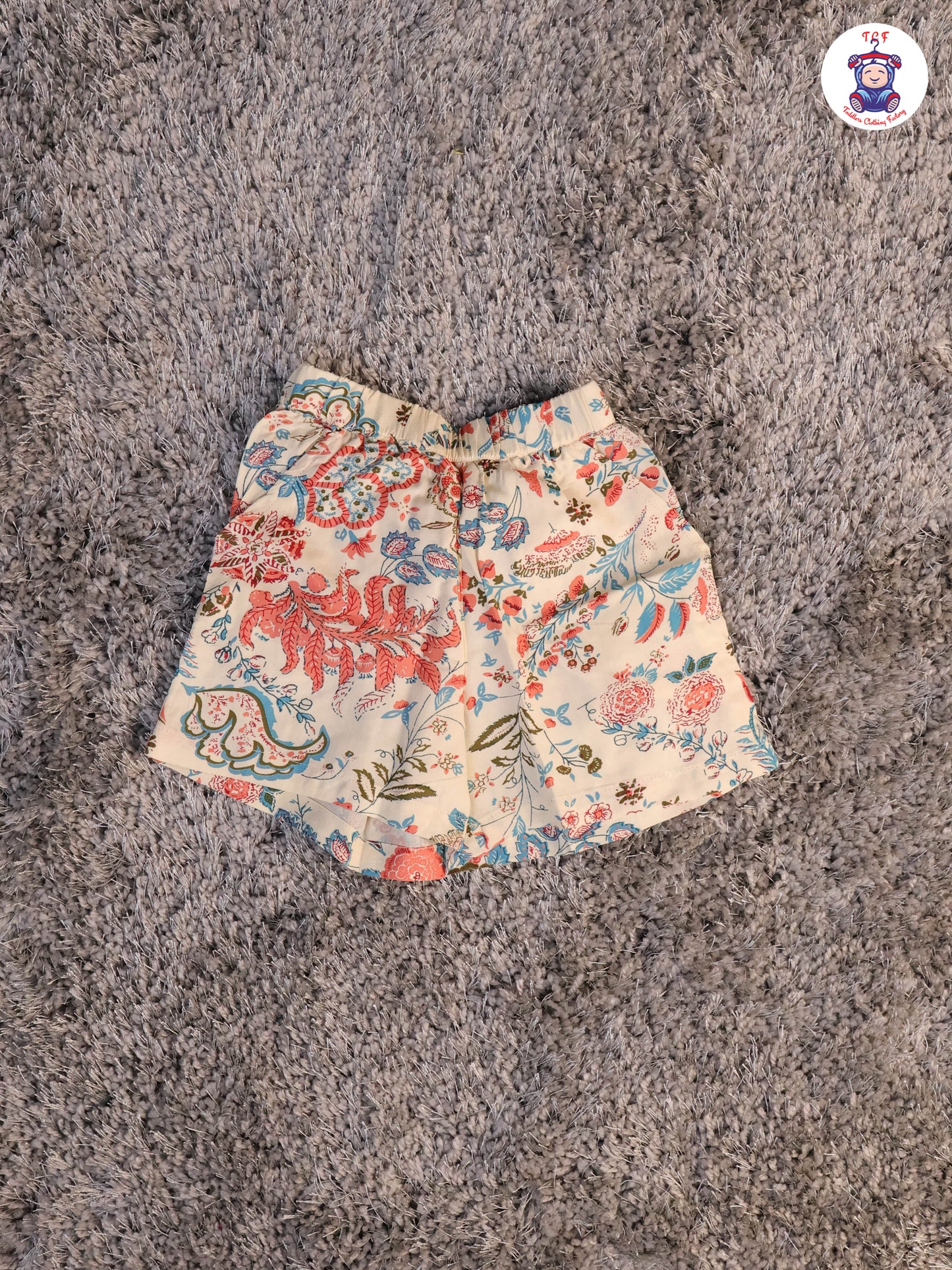 Cream & Peach - Floral Printed Flared Strappy Top & Shorts