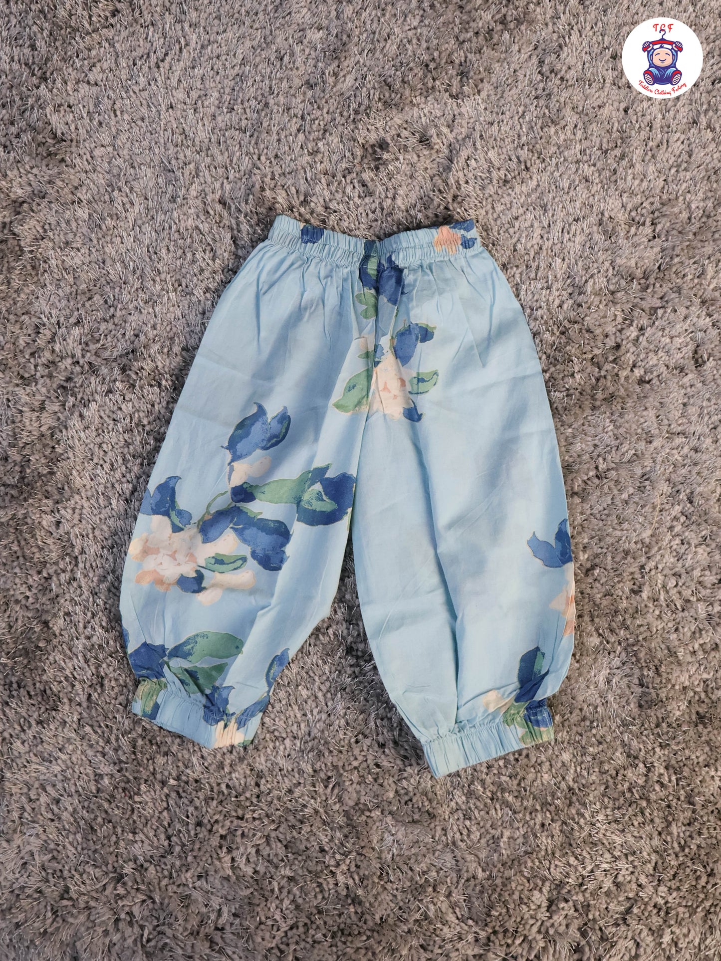 Sky Blue - Floral Crop Top & Pant